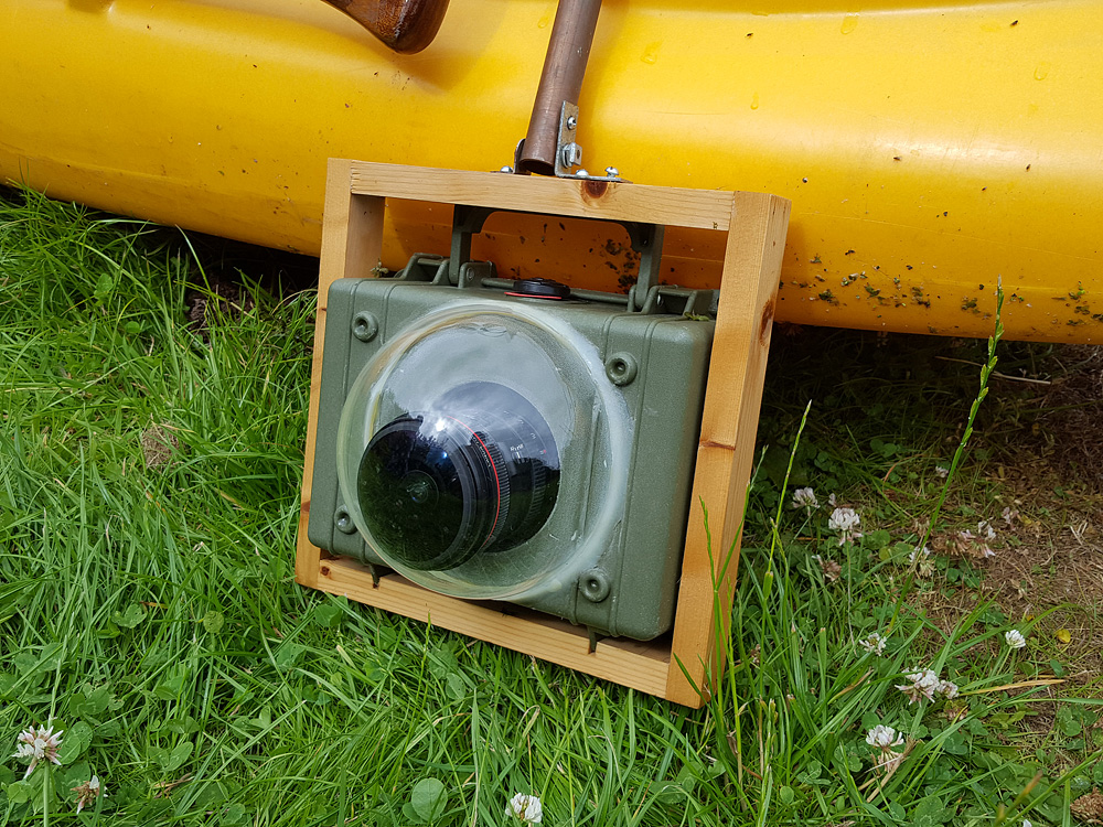 A close up view of my home made underwater camera housing 