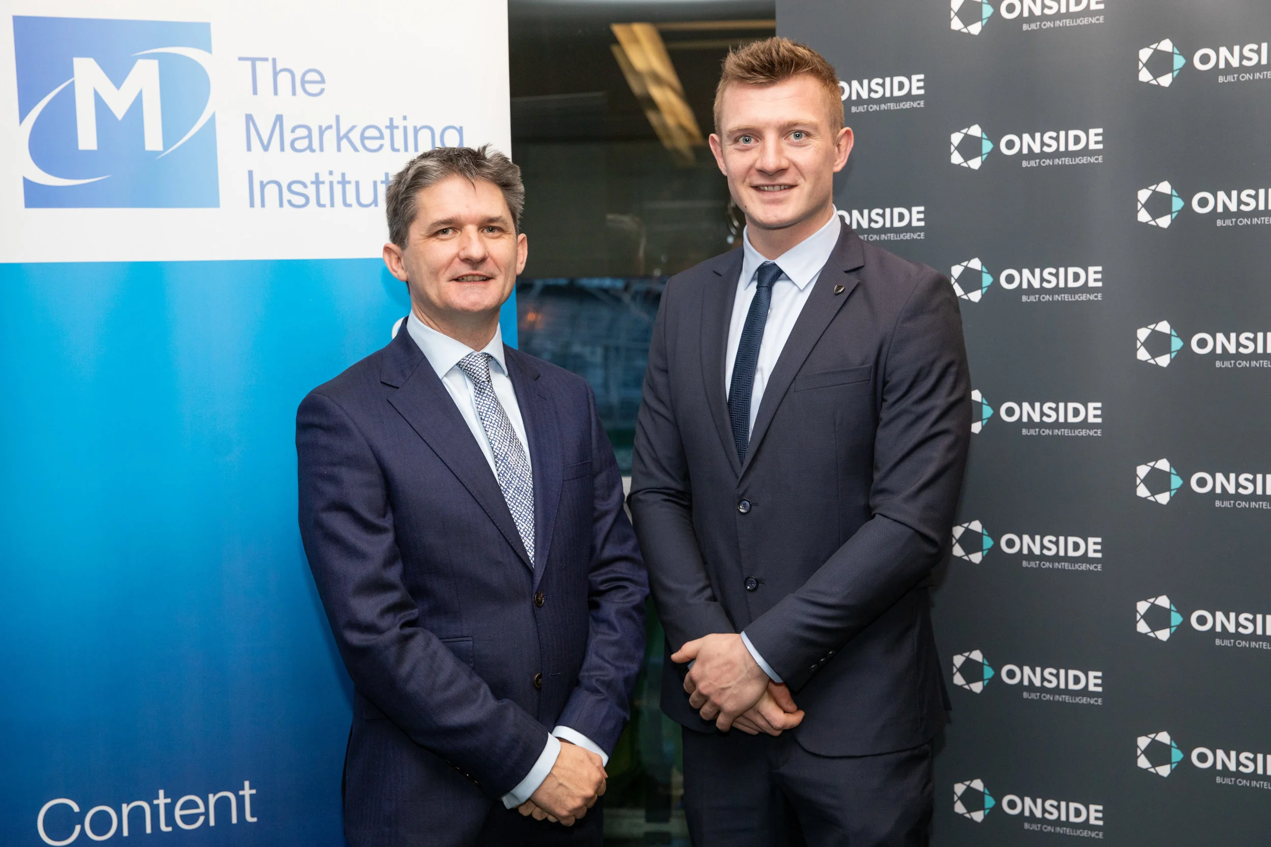  Picture shows from left John Trainor, CEO, ONSIDE ; Joe Canning, Senior Consultant, ONSIDE at the annual "Who won the Summer of Sponsorship 2018?" marketing breakfast hosted by ONSIDE and the Irish Marketing Institute.Pic:Naoise Culhane 