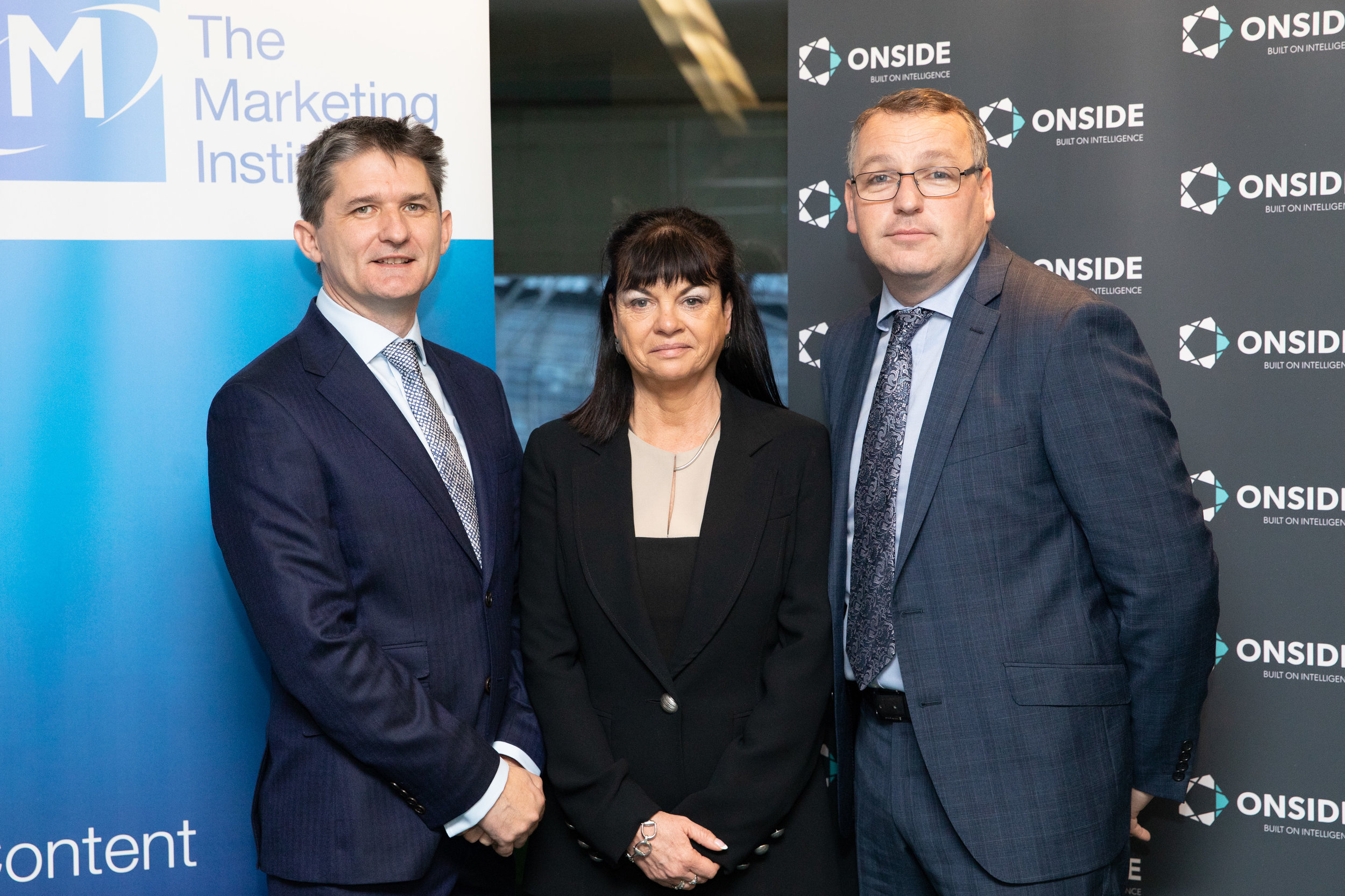 Picture shows from left John Trainor, CEO, ONSIDE ; Marie Thérèse Campbell, Media and Events Manager, MII ; Declan McBennett, Group Head of Sport, RTÉ at the annual "Who won the Summer of Sponsorship 2018?" marketing breakfast hosted by ONSIDE and the Irish Marketing Institute.Pic:Naoise Culhane