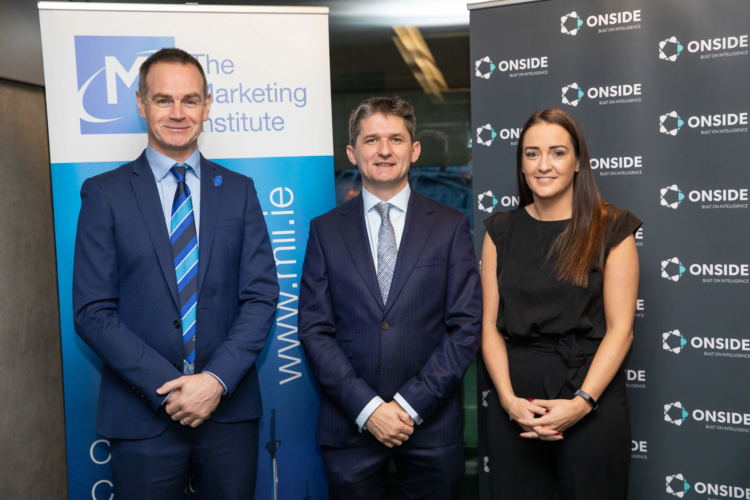 Picture shows from left Kevin Quinn, Head of Commercial and Marketing, Leinster Rugby ; John Trainor,CEO,ONSIDE and Gemma Bell,Sponsorship Manager,Bank of Ireland at the annual "Who won the Summer of Sponsorship 2018?" marketing breakfast hosted by ONSIDE and the Irish Marketing Institute.Pic:Naoise Culhane