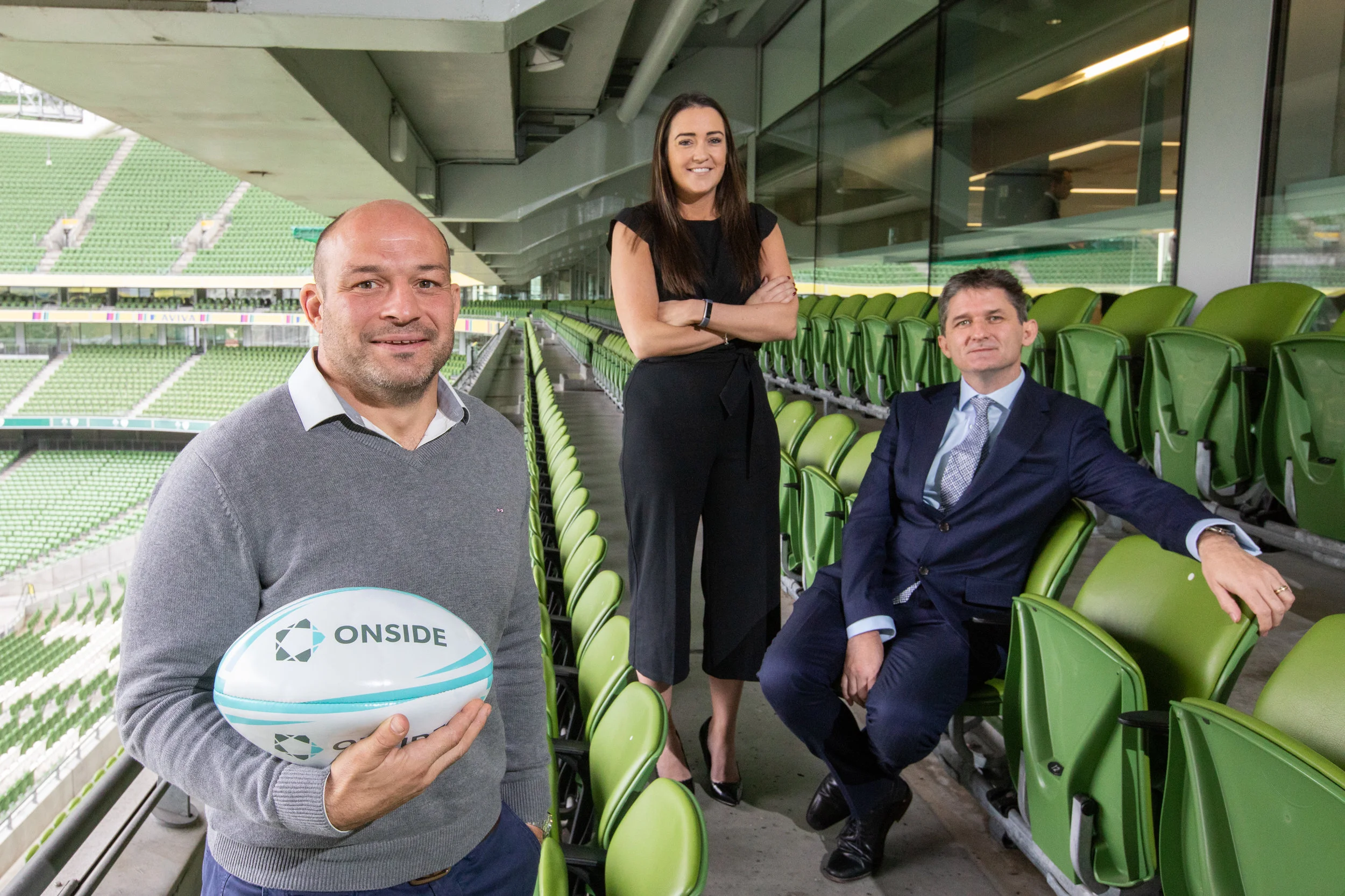 Picture shows from left Rory Best, Captain, Irish Rugby Team ; Gemma Bell,Sponsorship Manager,Bank of Ireland ; and John Trainor,CEO ,ONSIDE at the annual "Who won the Summer of Sponsorship 2018?" marketing breakfast hosted by ONSIDE and the Irish Marketing Institute.Pic:Naoise Culhane