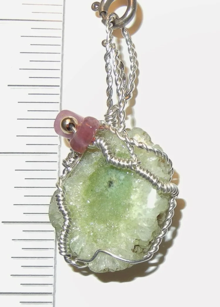 Solar quartz with Pink Tourmaine, gold filled beads and wire