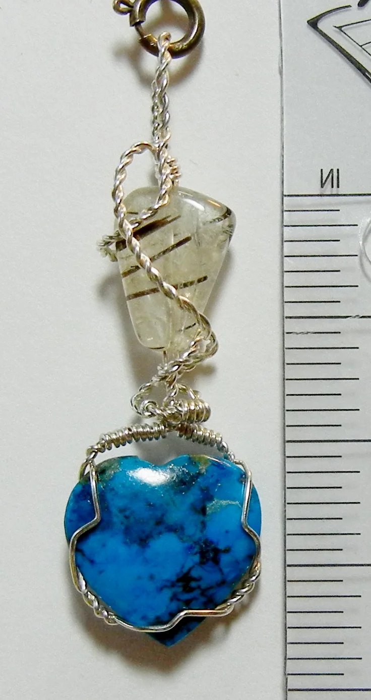 Turquoise heart with tourmalinated quartz