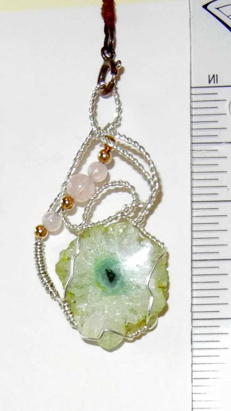 Solar Quartz with Rose Quartz, Gold-Filled Beads and Sterling Silver Wire