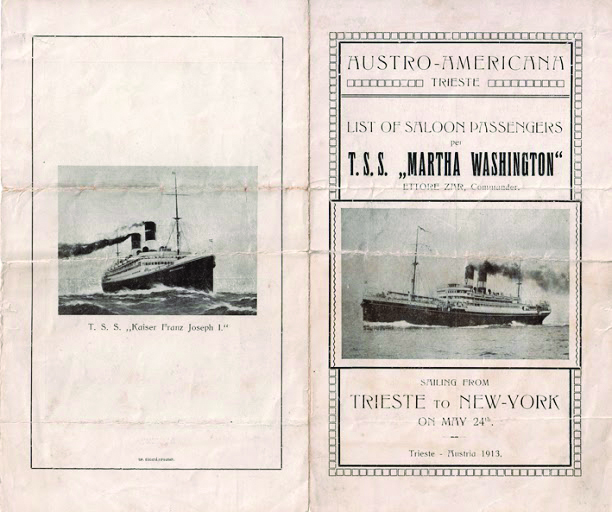 Passenger list from the Martha Washington