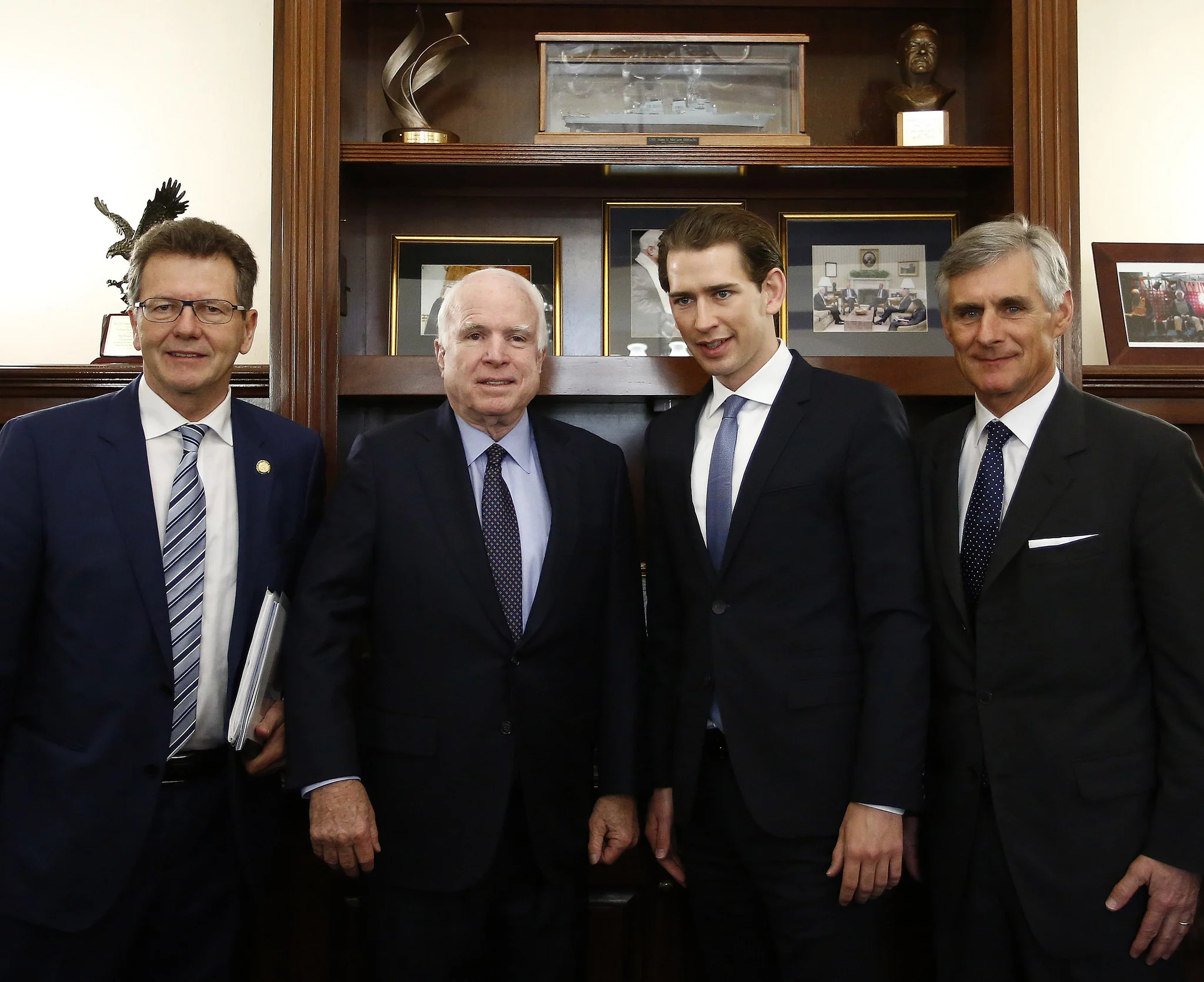 Senator Mc Cain with FM Kurz, SG Linhart &amp; Amb. Waldner. Photo: Dragan Tatic