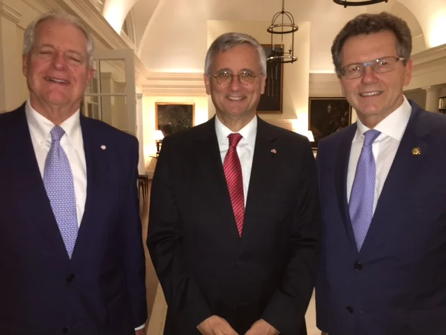 With Austrian Consul Ferdinand Seefried (left) and German Consul General Detlev Rünger (center)