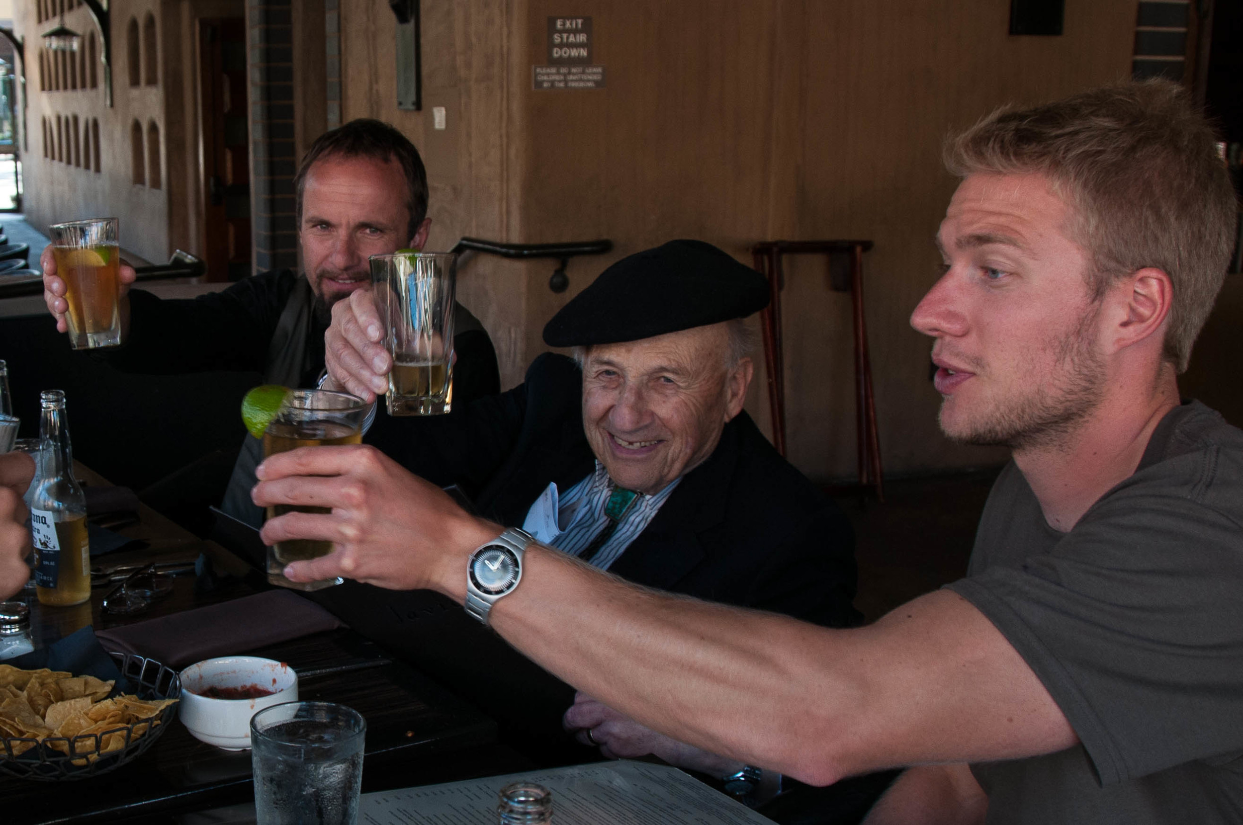 Prof. Walter Kohn toasting the Austrian winning team of the 2013 Solar Decathlon | Photo: OSTA Washington