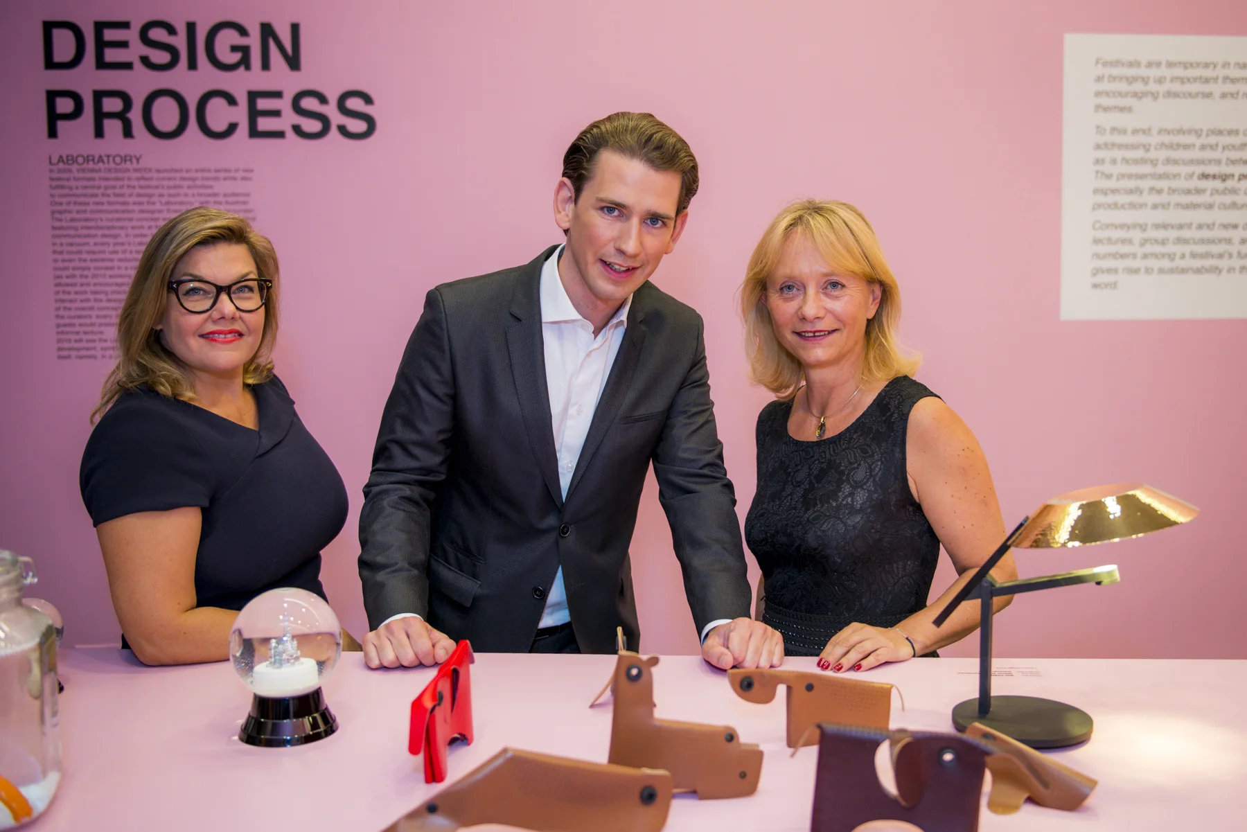Foreign Minister Sebastian Kurz with Lilli Hollein and ACFNY director Christine Moser. Photo: David Plakke/ACFNY