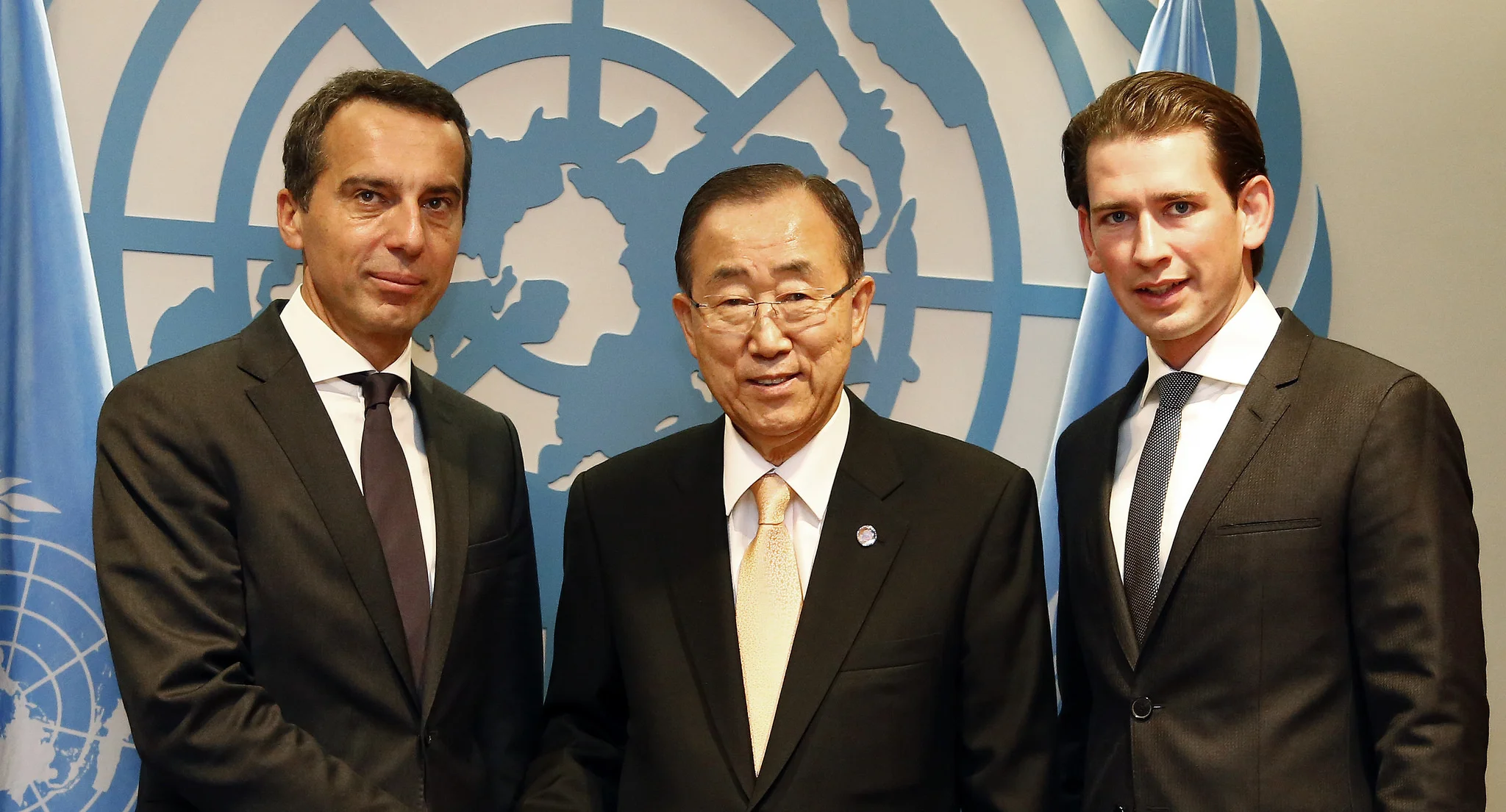 Chancellor Christian Kern, UN-SG Ban Ki Moon, and Foreign Minister Sebastian Kurz. Photo: Dragan Tatic