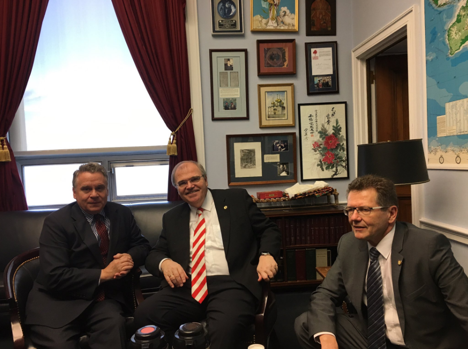 From left: Chairman of the U.S. Helsinki Commission, Congressman Chris Smith, Austrian Minister of Justice Wolfgang Brandstetter, Ambassador Wolfgang Waldner Photo: Twitter/ @WaldnerWolfgang