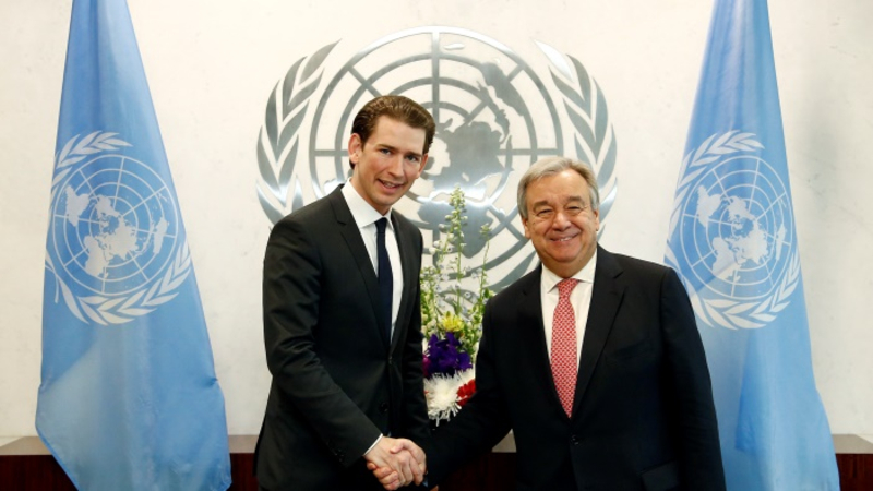 Foreign Minister Sebastian Kurz met with UN Secretary General Antonio Guterres in New York, February 22, 2017. Photo: Dragan Tatic