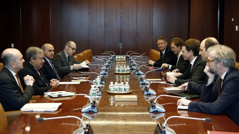 Foreign Minister Sebastian Kurz met with UN Secretary General Antonio Guterres in New York, February 22, 2017. Photo: Dragan Tatic