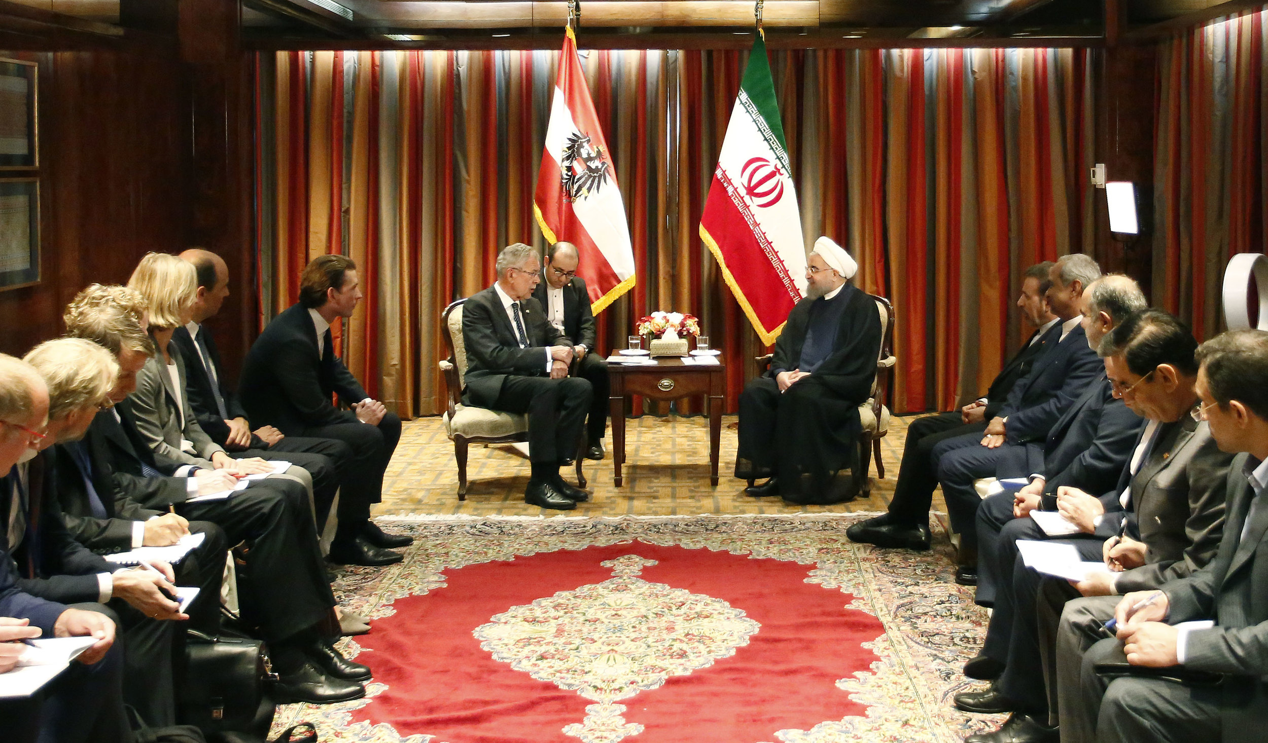  President Alexander Van der Bellen and Foreign Minister Sebastian Kurz meet with President Hassan Rouhani of Iran, Photo: Dragan Tatic  