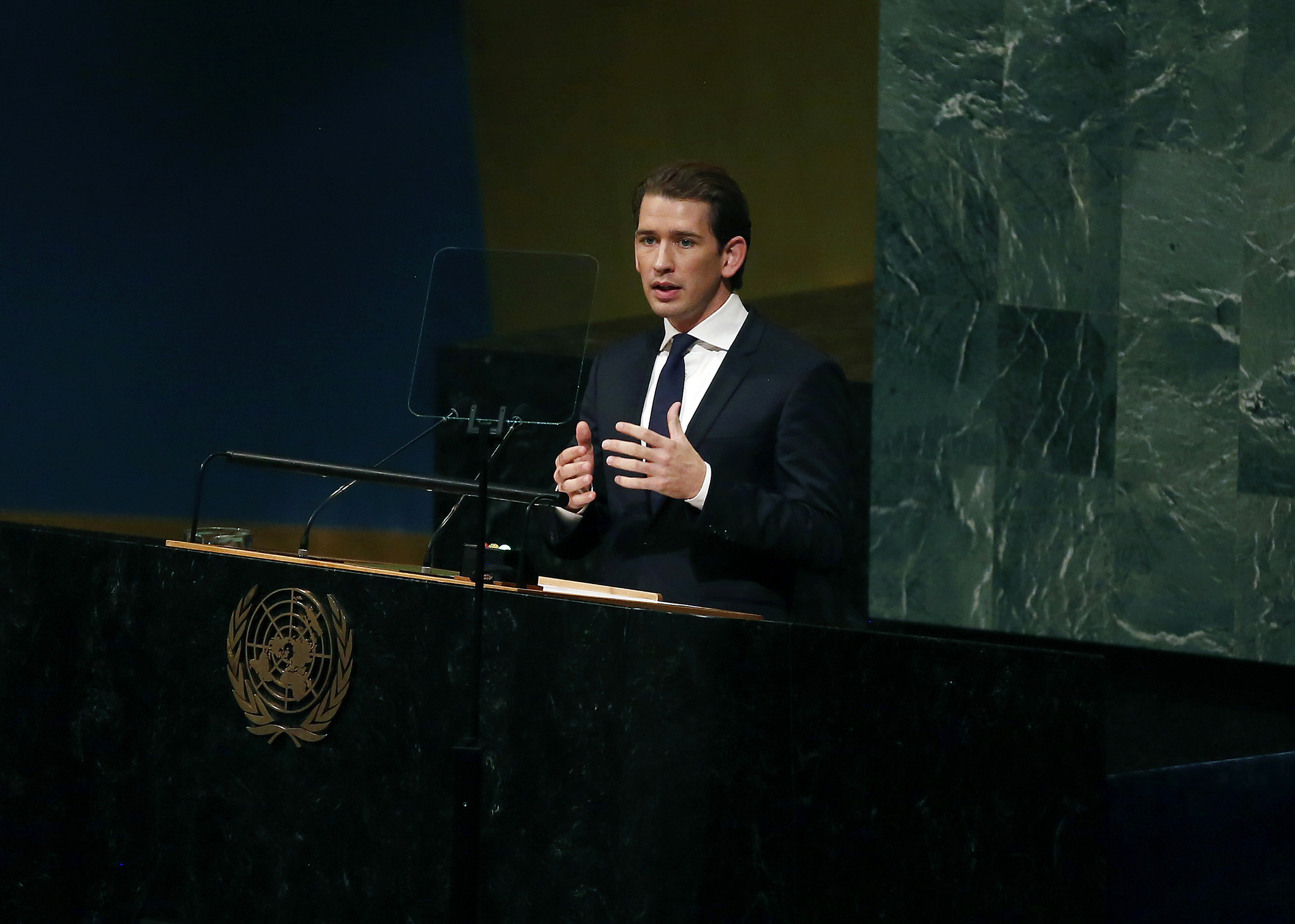 Foreign Minister Sebastian Kurz addressing the U.N. General Assembly on September 19, 2017, Photo: Dragan Tatic