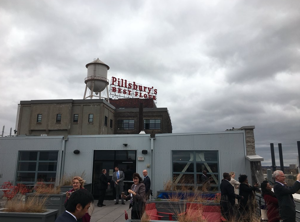On the rooftop of the A-Mill Artist Lofts Building in Minneapolis, MN