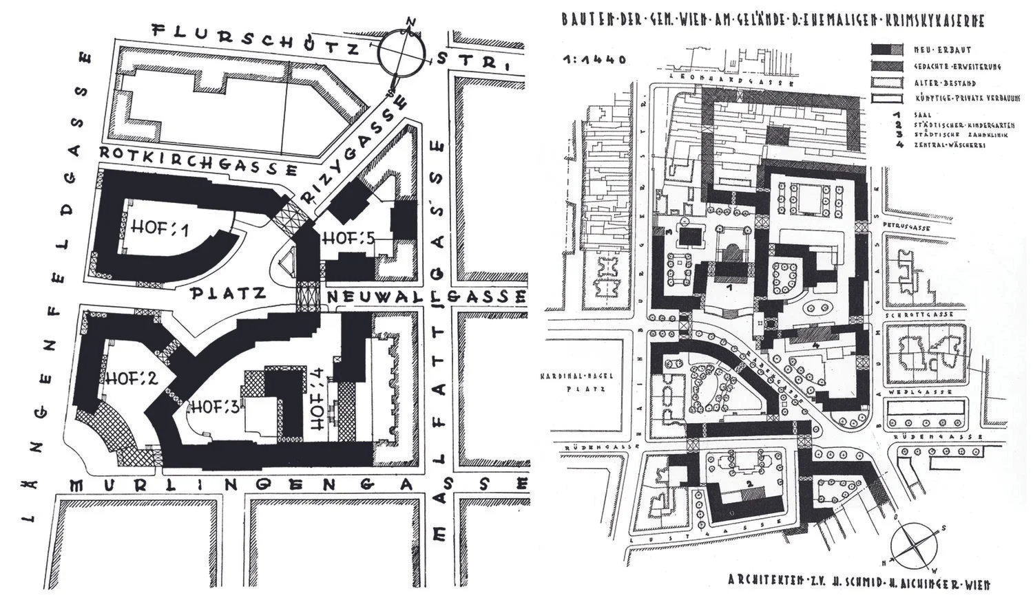 Heinrich Schmidt and Hermann Aichinger, Rabenhof and am Fuchsfeld, Vienna, 1927. Unknown/ Public Domain