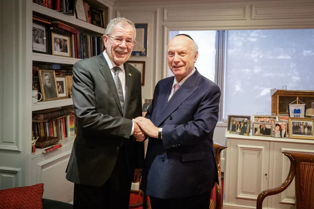 Federal President Alexander Van der Bellen with Rabbi Arthur Schneier at Park East Synagogue, New York. (c) Peter Lechner/HBF