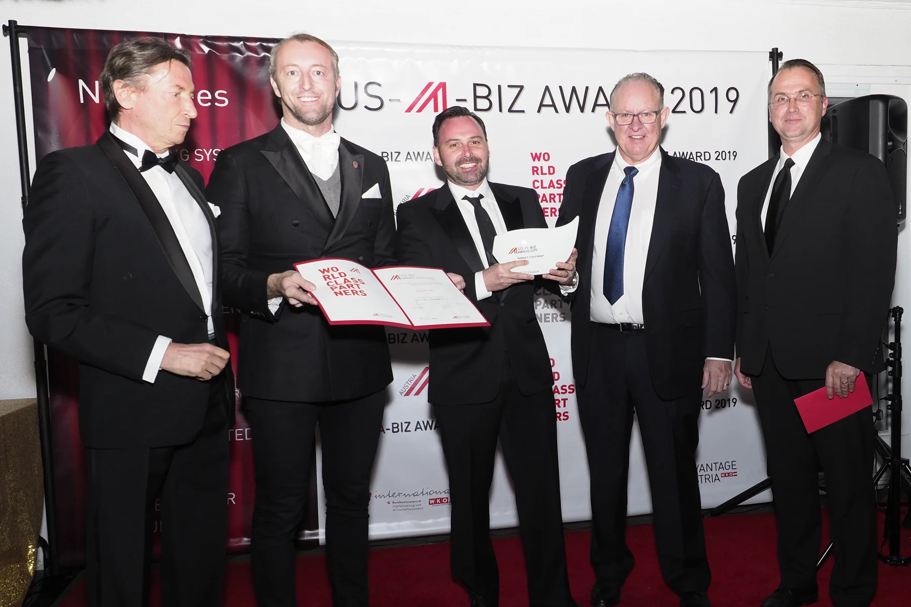 From left: Walter Koren (Austrian Trade Commissioner in Los Angeles), Prince Mario-Max Schaumburg-Lippe, Gernot Rupp (Knapp Logistics, S.VP), Kevin Reader (Knapp Logistics, Director Business Development & Marketing), and Gerhard Apfelthaler (Dean of the School of Management at California Lutheran University in Thousand Oaks)