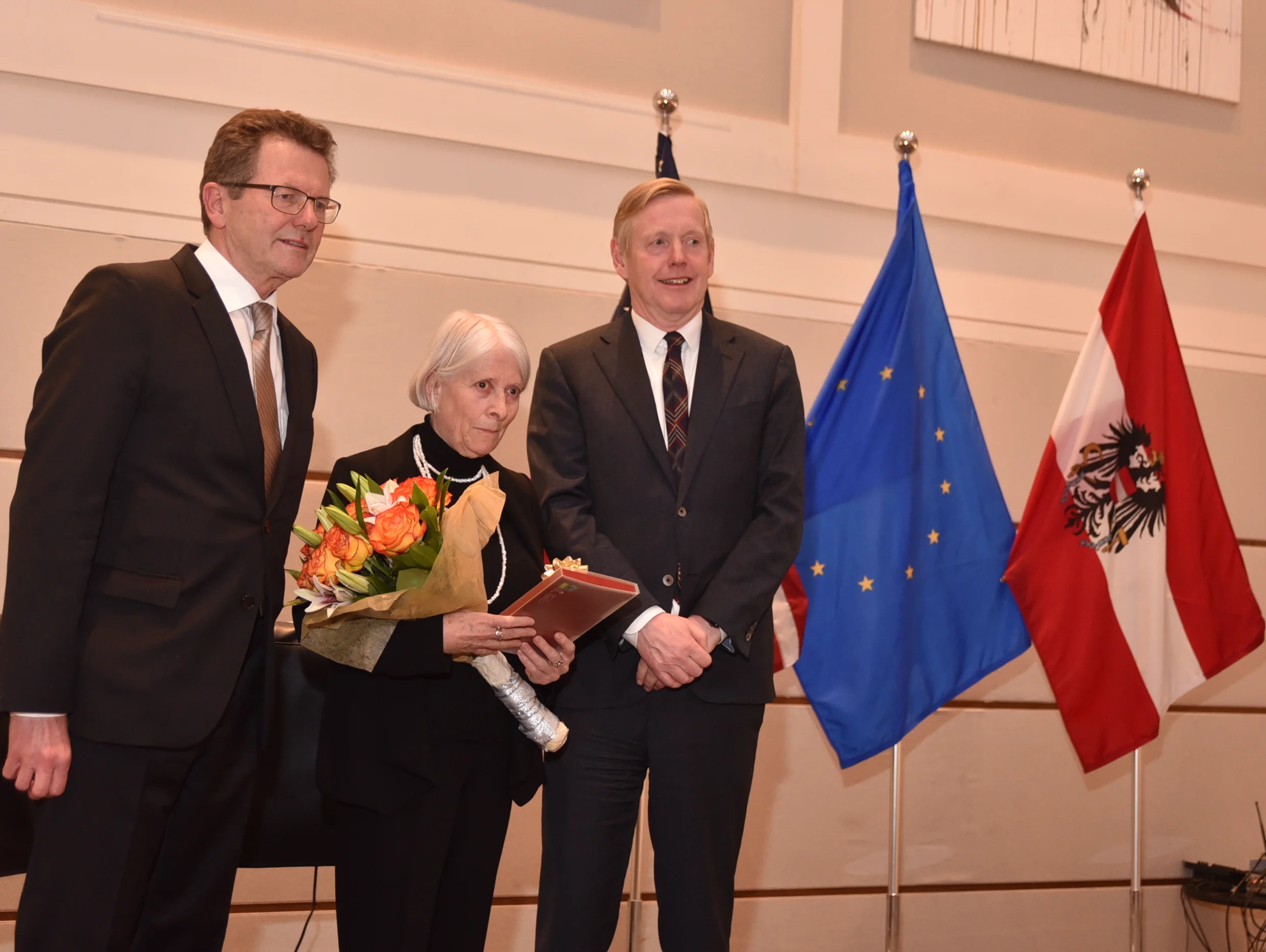 from left: Austrian Ambassador Waldner, Dr. Ann Altman, Ph.D., Norwegian Ambassador Aas