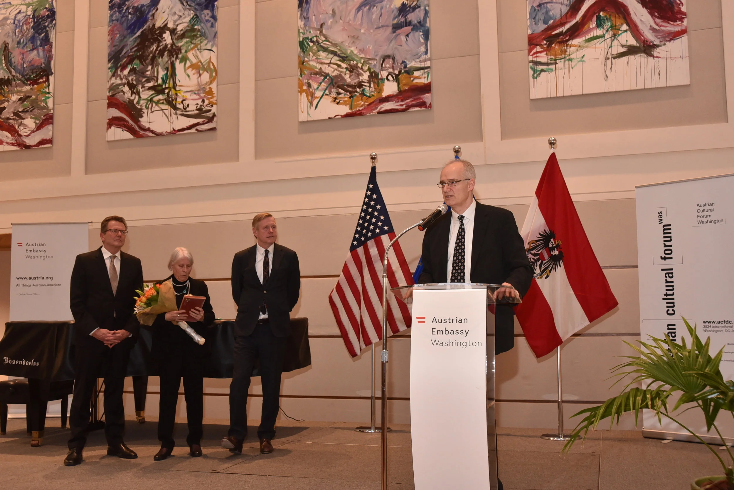 Minister Thorsten Eisingerich, Director of the Austrian Press & Information Service, organized the exhibition in conjunction with Austrian Cultural Forum Washington Director Eva Schöfer