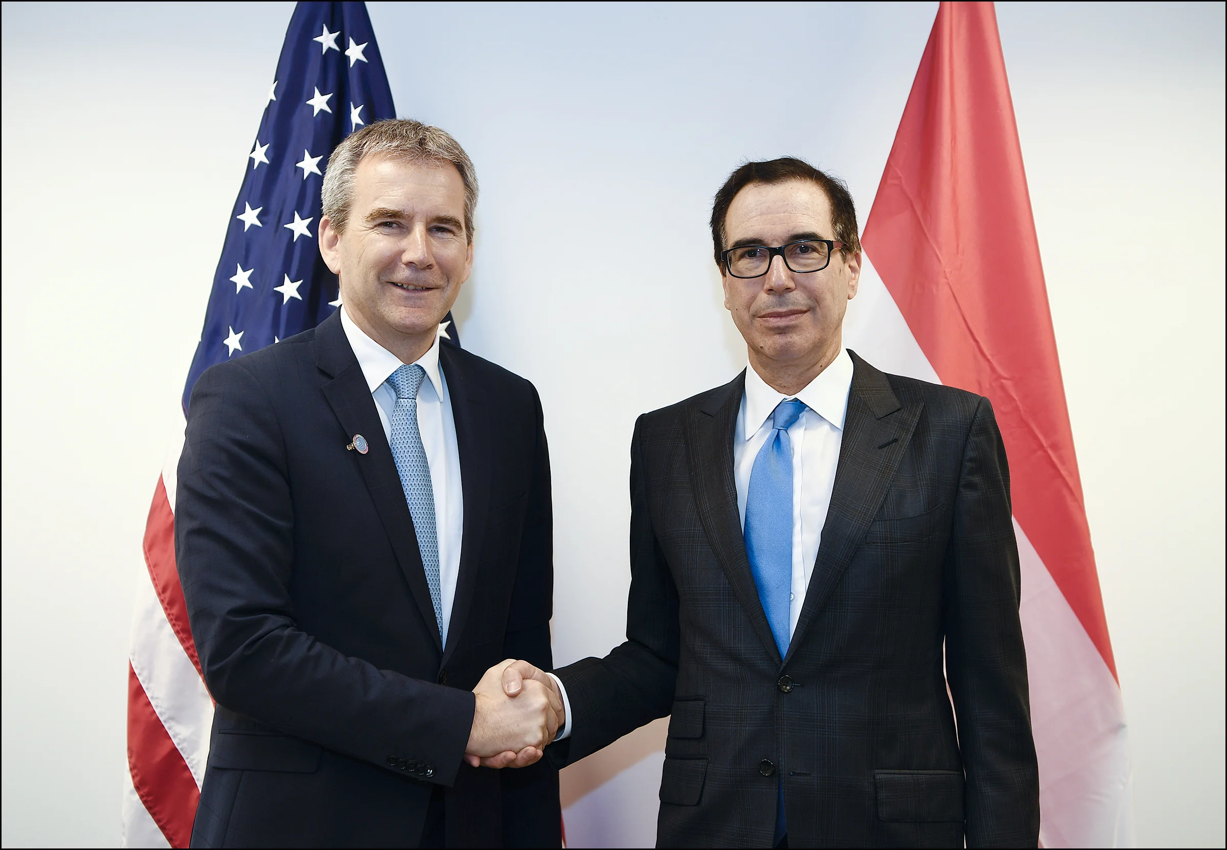 Austrian Finance Minister Hartwig Löger with U.S. Treasury Secretary Steven Mnuchin (c) U.S. Department of the Treasury Photographer