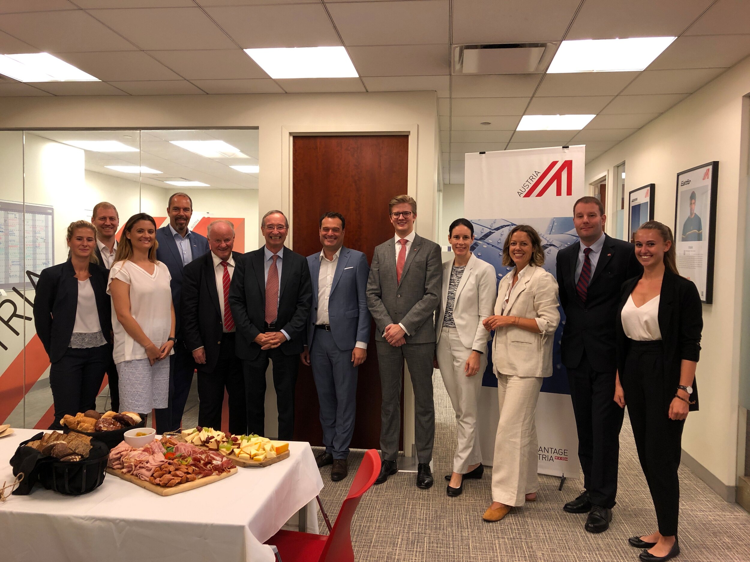 The team of the Austrian Trade Commission in New York welcome EUROCHAMBRES President Christoph Leitl (pictured sixth from left next to Michael Friedl, the Austrian Trade Commissioner in New York) (c) https://twitter.com/Austria_in_US