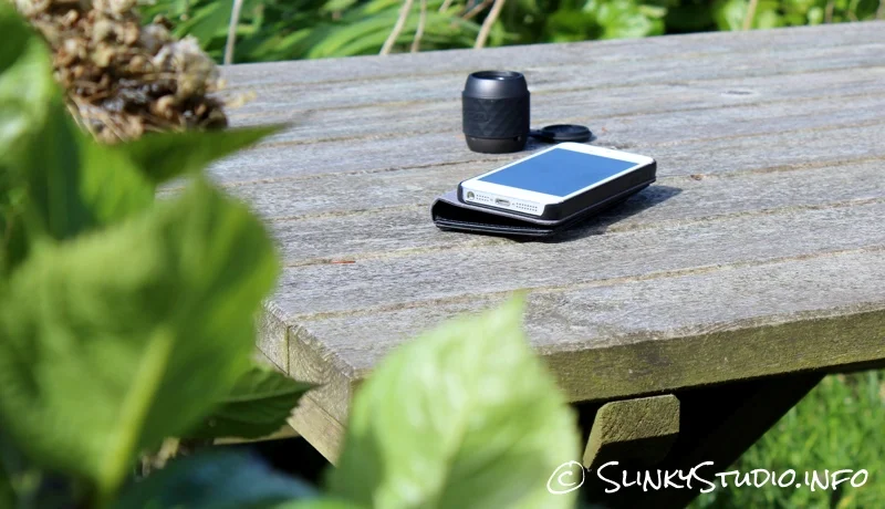 X-mini WE Speaker On Bench woith iPhone 5.jpg