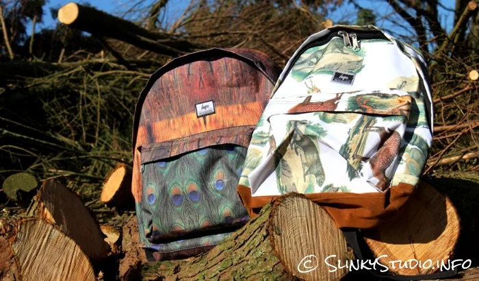 HYPE Backpack Designs laying on cut wood in a woodland.jpg