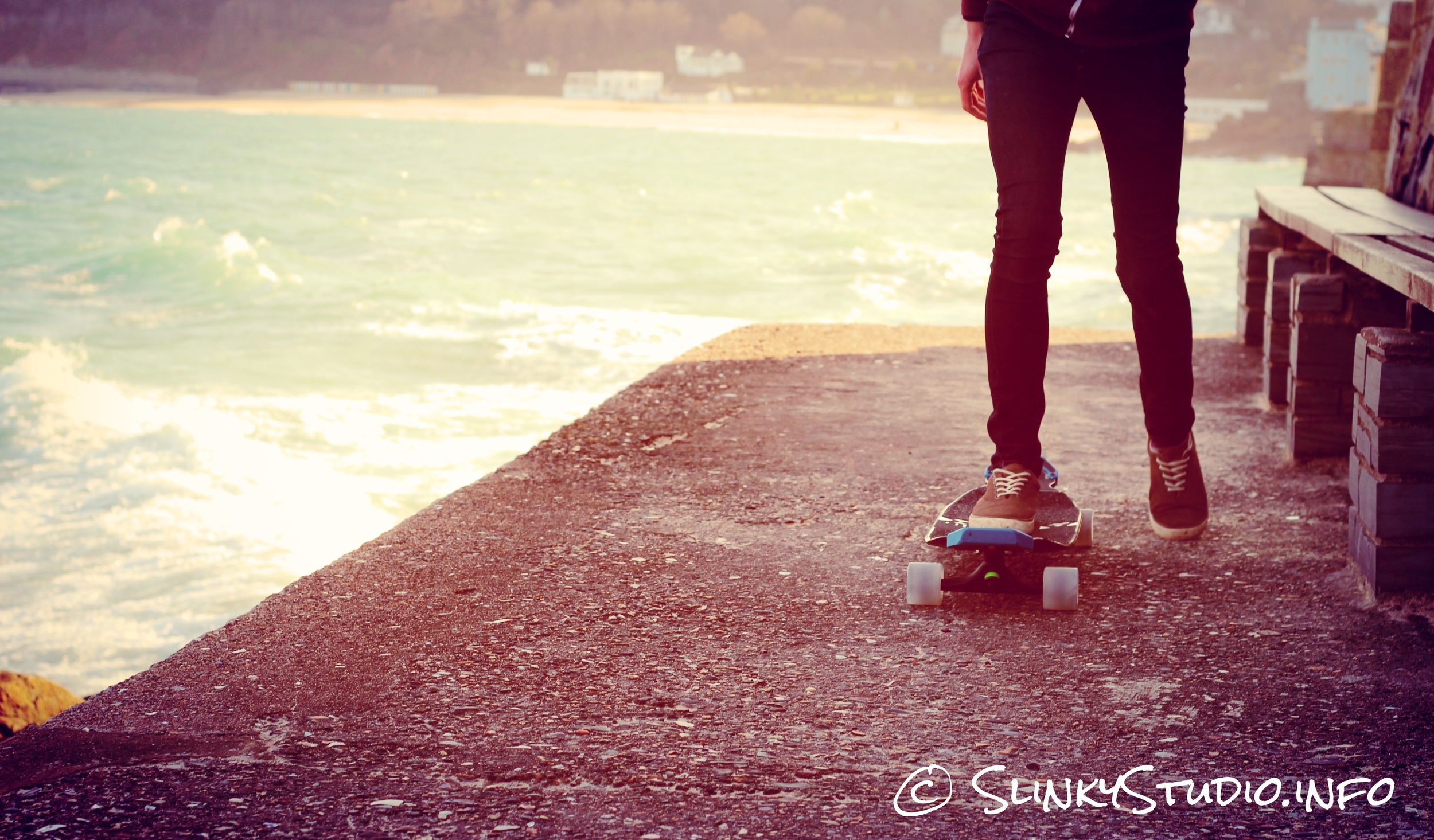 Original Skateboards Apex 40 DiamondDrop Longboard Riding Away from St Ives Cornwall Sea View.jpg