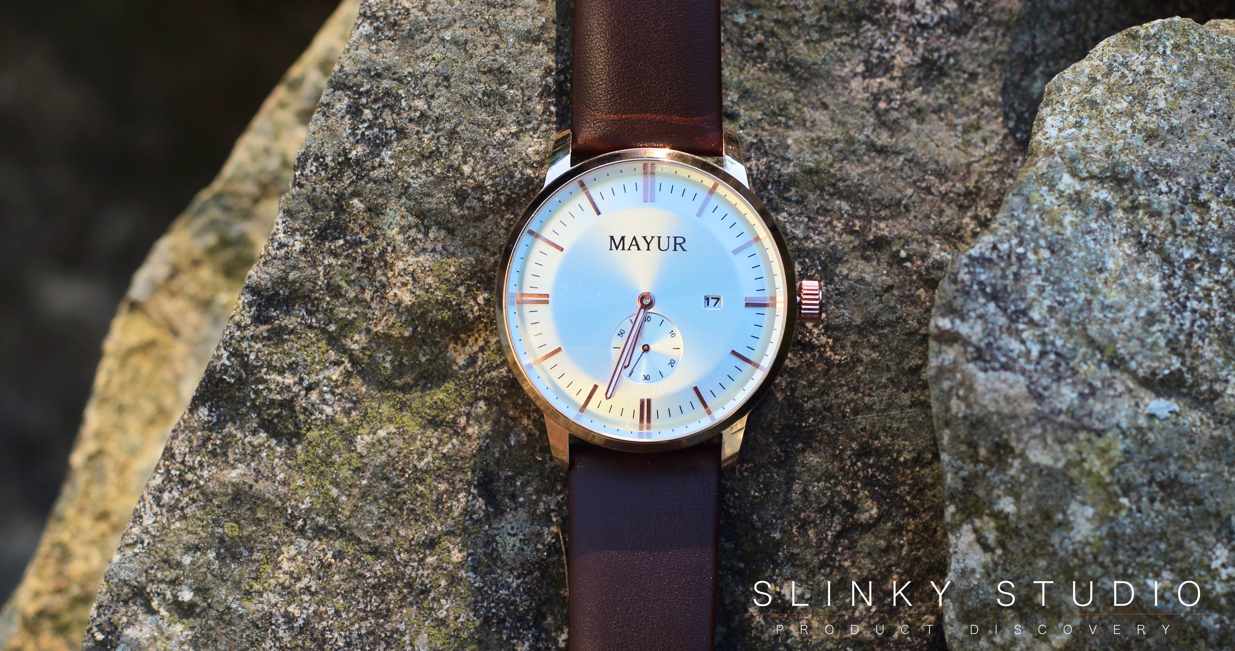 Mayur London Regal Watch Rose Gold Telling the Time Above View Face.jpg