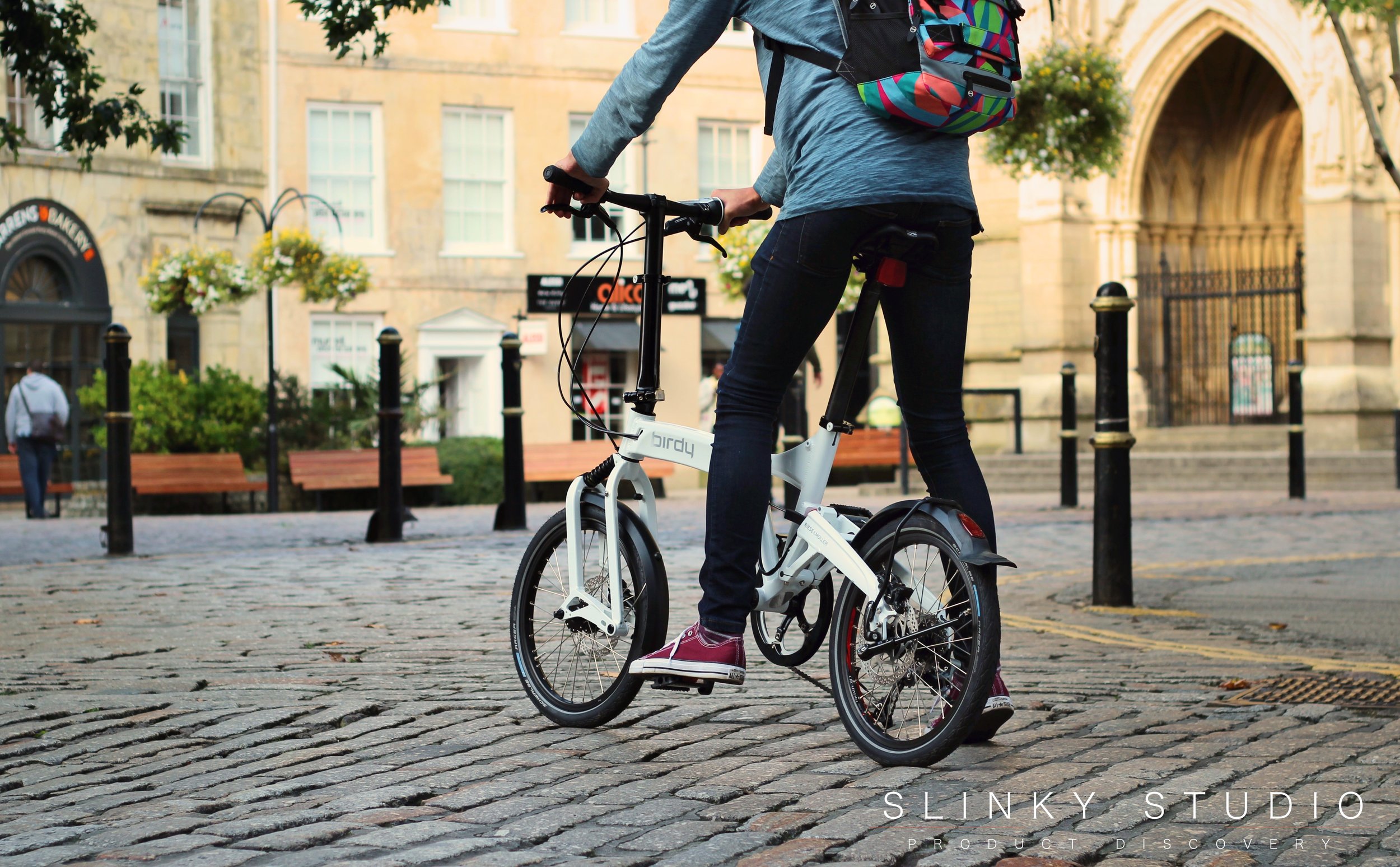 Birdy Speed Folding Bike Riding Through Cobbled Crescent.jpg