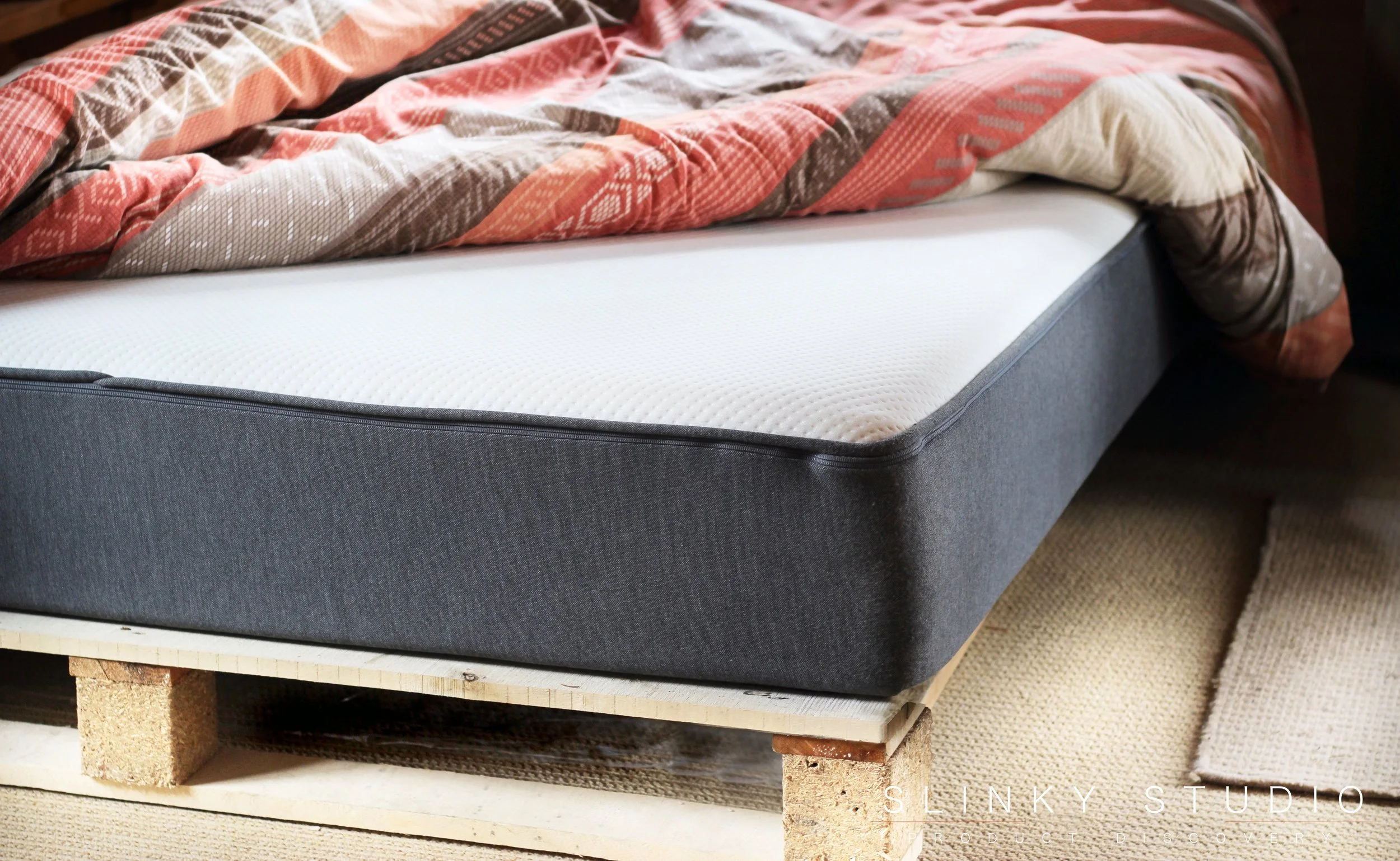 Casper Mattress Front View on Pallet Bed Frame.jpg
