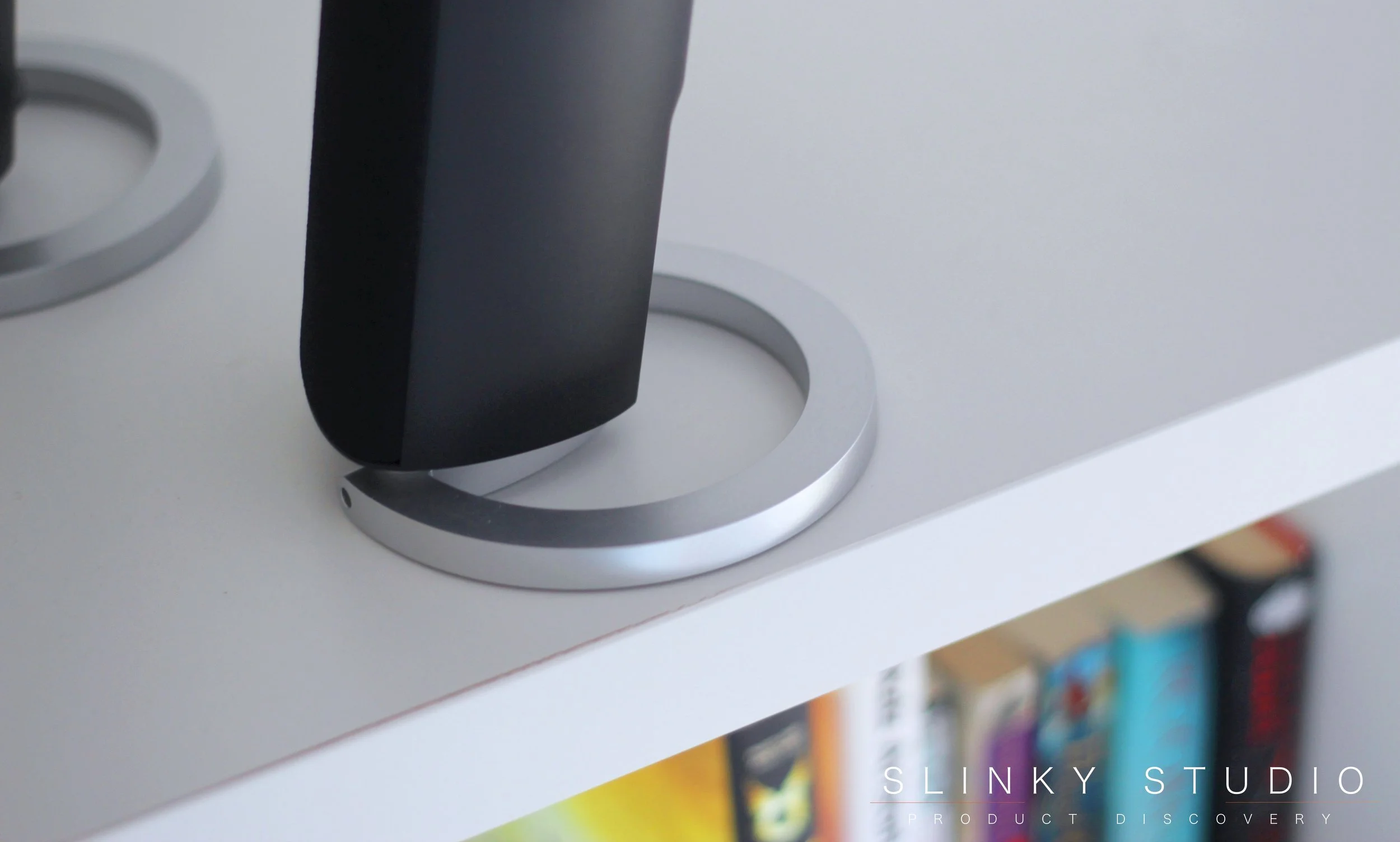 Edifier M2280 2.0 Speakers Above View of Stand.jpg