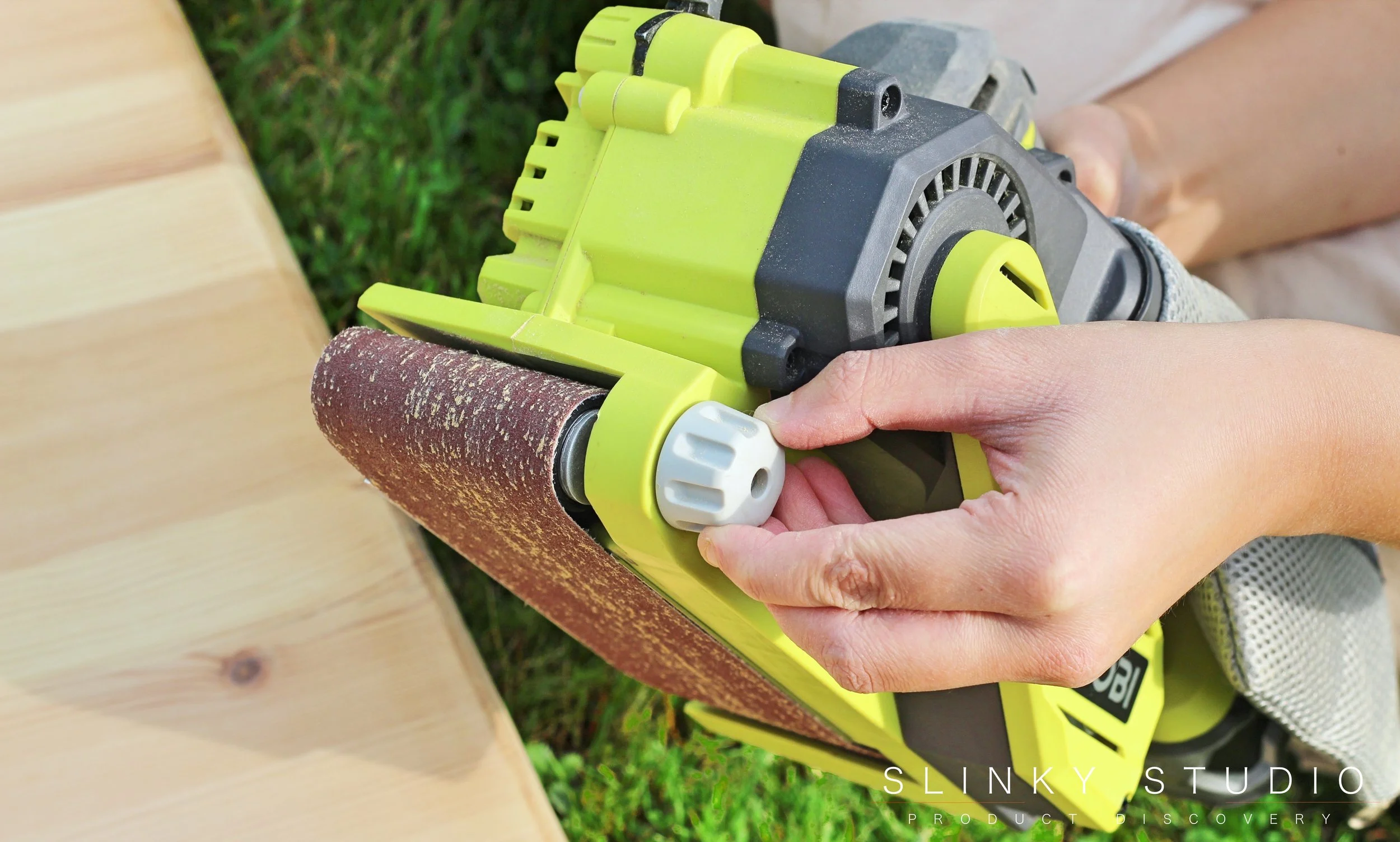 Ryobi ONE+ Belt Sander Review Smooth Operator Slinky Studio