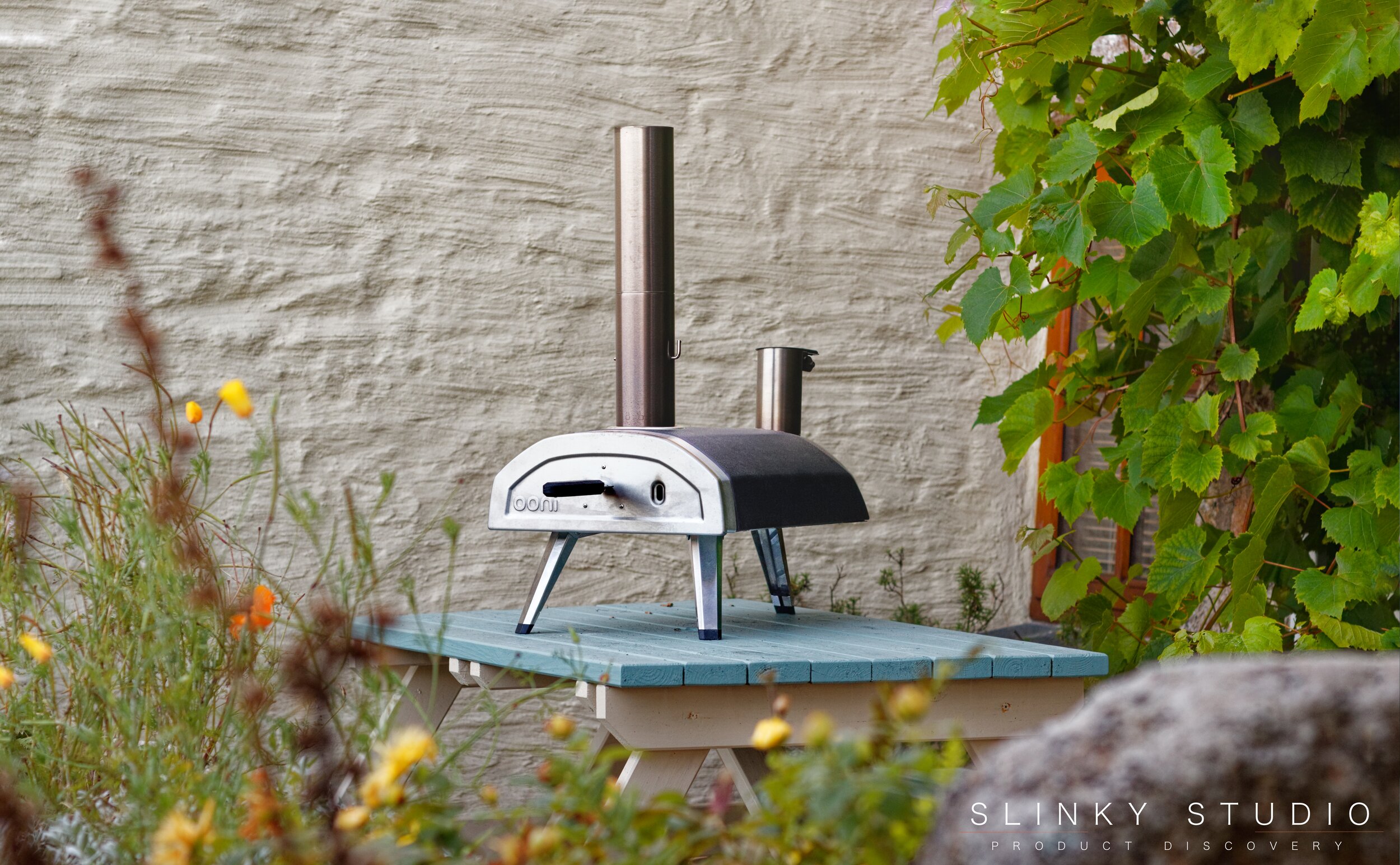 Ooni Frya Pizza Oven On Picnic Bench in front of Cornish Cottage.jpg