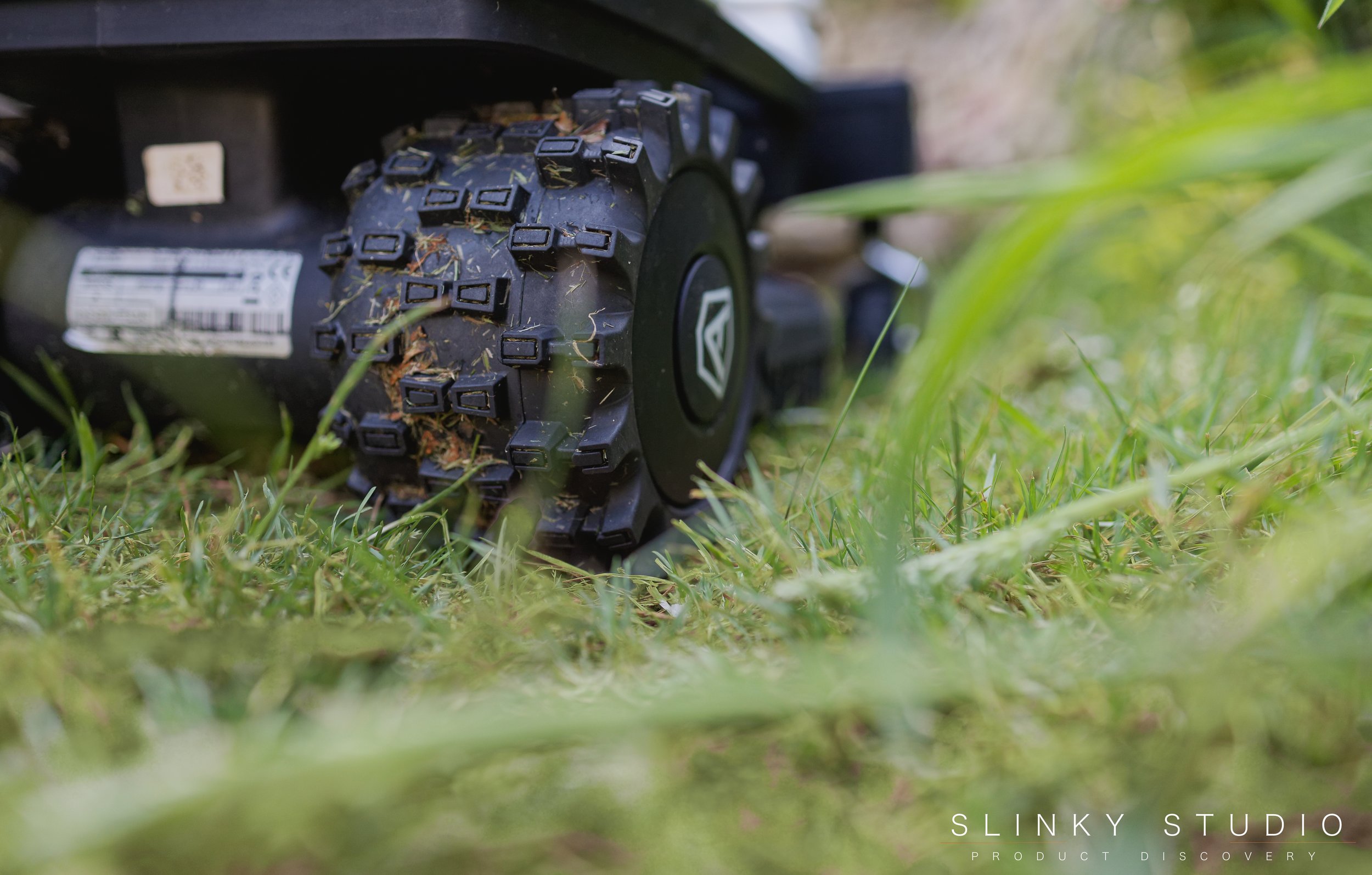 Ambrogio Twenty ZR Robot Lawnmower Tyre Close Up.jpg