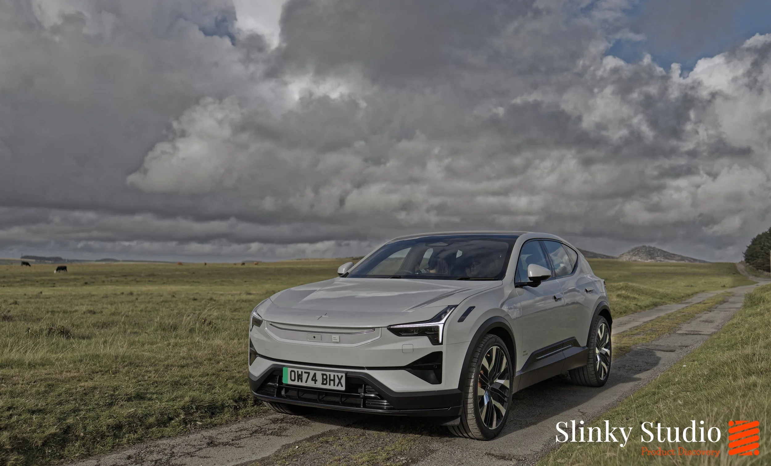 Polestar 3 Front On View Snow White Colour Cornwall Bodmin Moorland.jpg