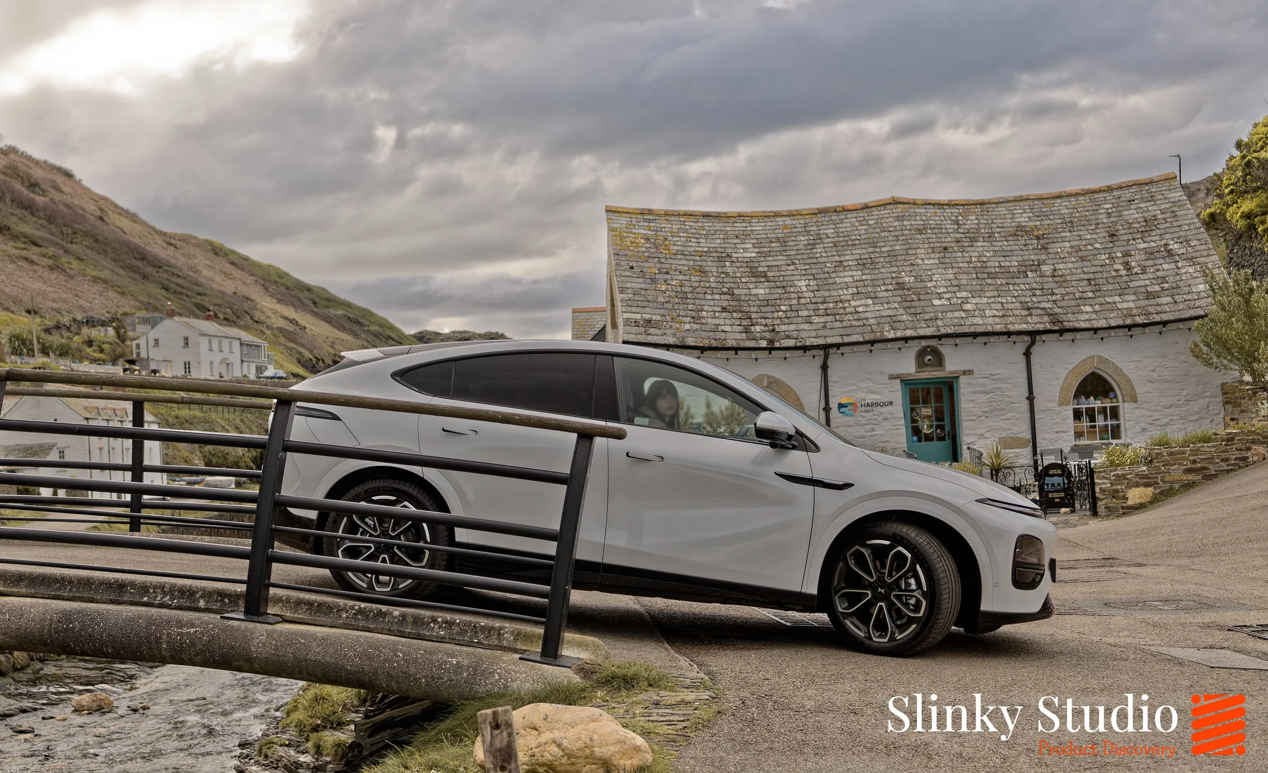 XPENG G6 EV Driving Over Bridge in Cornwall UK Side View.jpg
