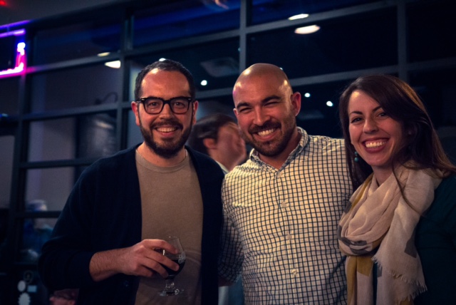 Host Matt Inman with Inefficiency Live guests Jeremy Ezell and Jess Worthington, 2015.