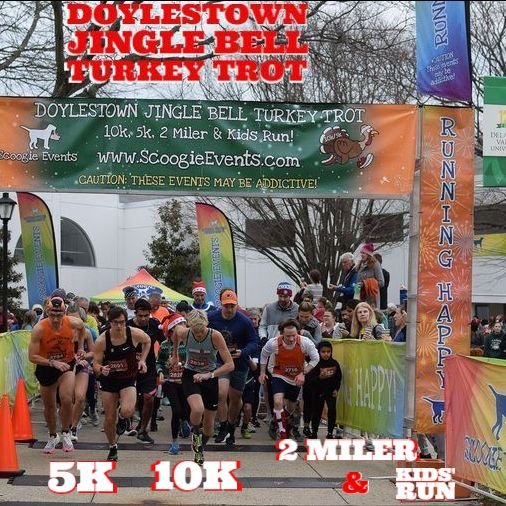 8th Annual Doylestown Jingle Bell Turkey Trot 5k, 10k, 2 Mile FUN Run/Walk & Li'l Elves Kids' Run!