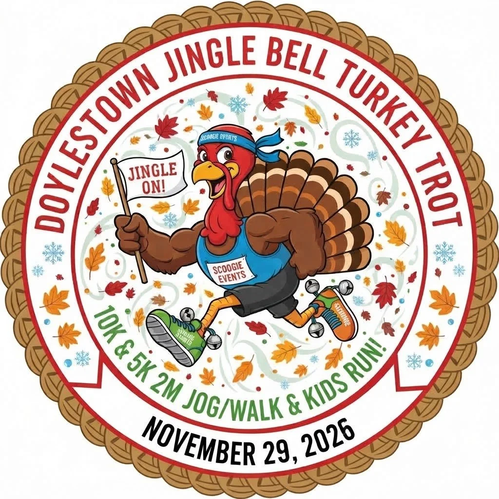 10th Annual Doylestown Jingle Bell Turkey Trot 5k, 10k, 2 Mile FUN Run/Walk &amp; Li'l Elves Kids' Run!