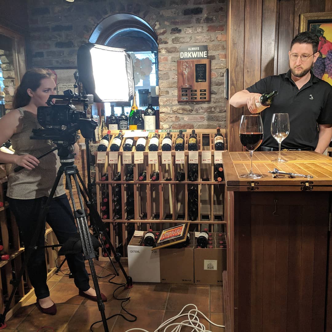 Behind the scenes of the wine pour! Ironically, I was pregnant for this shoot.