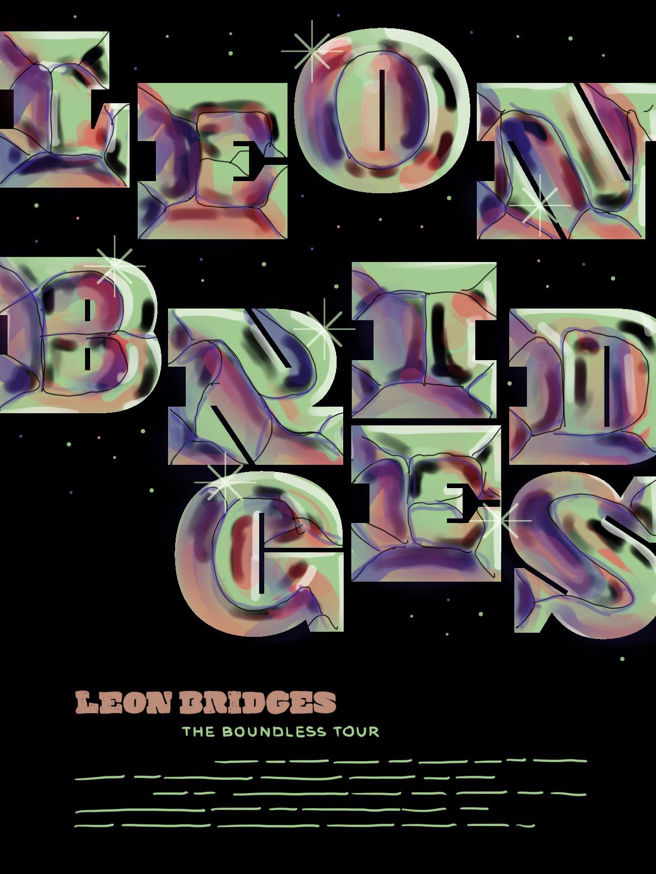 Leon Bridges Boundless Tour Poster — DKNG