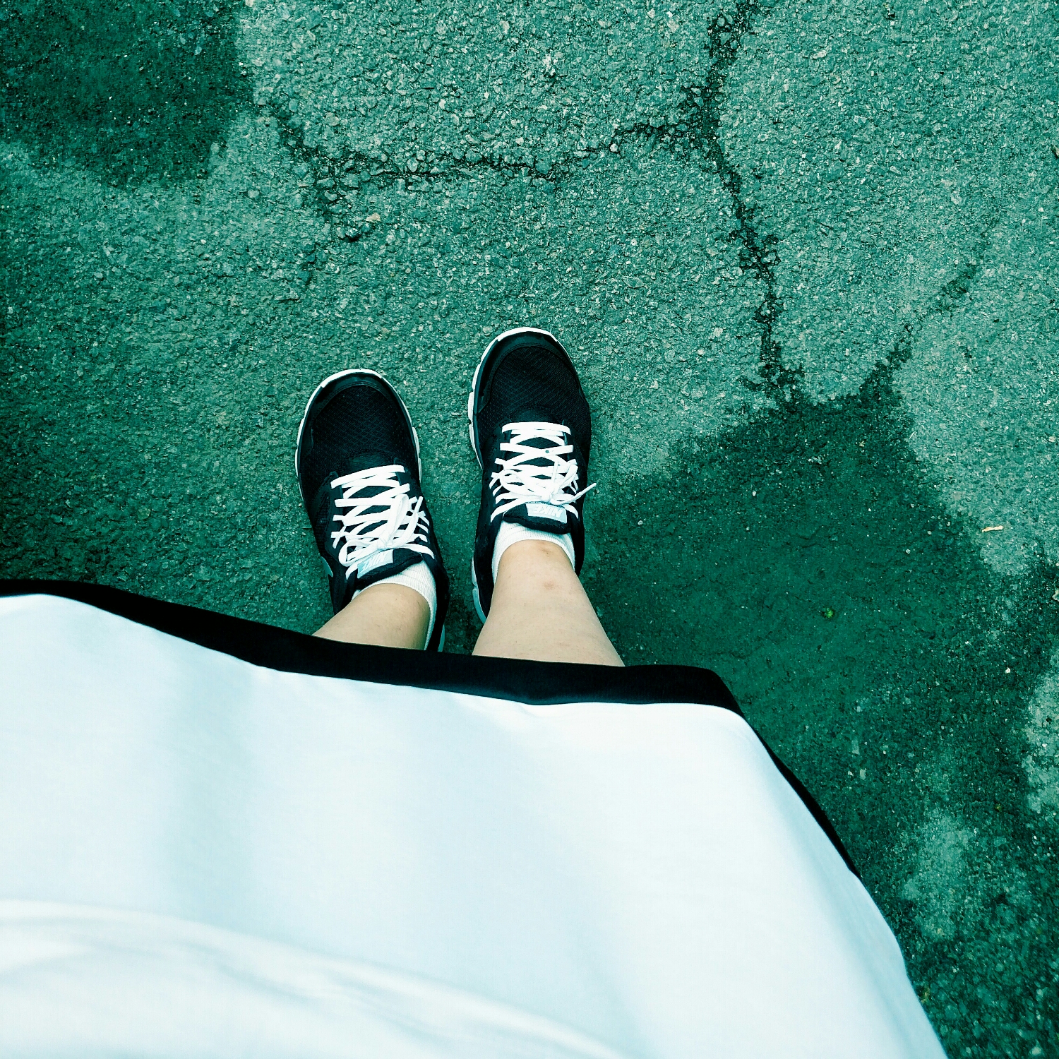 black and white and pavement