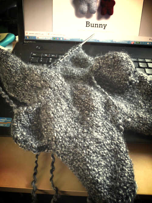 Partially knit, missing an ear and a third dimension.