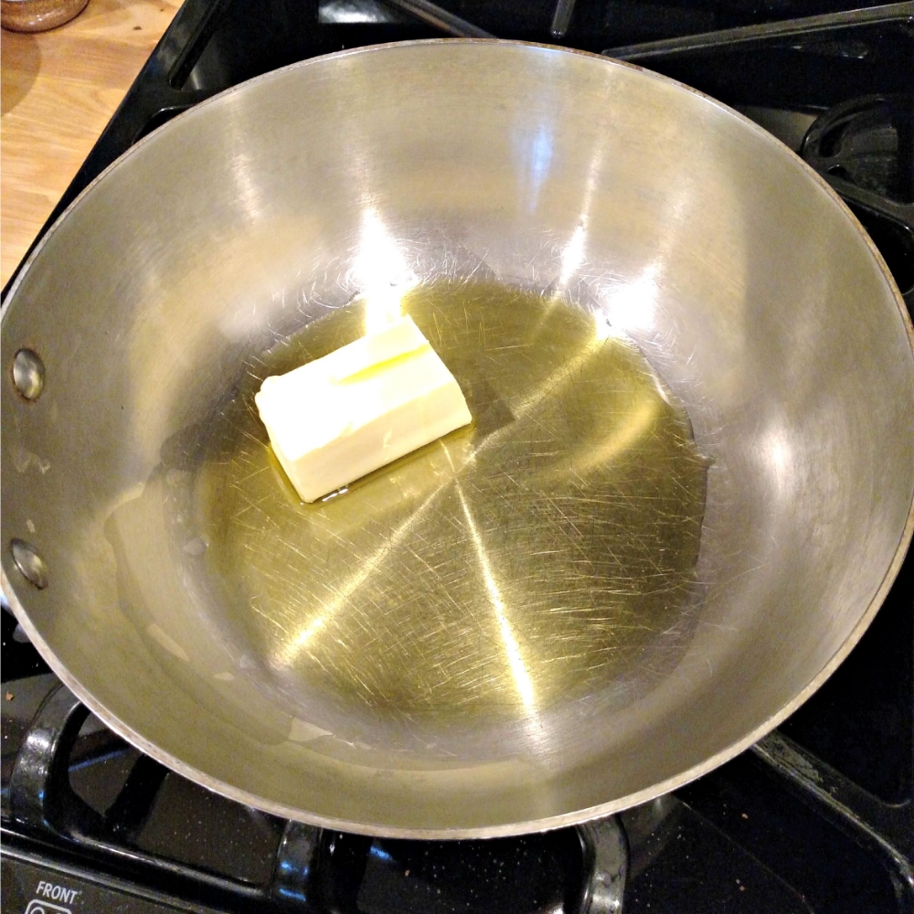 butter and olive oil. That's probably more than 2 tbsp of butter come to think of it...