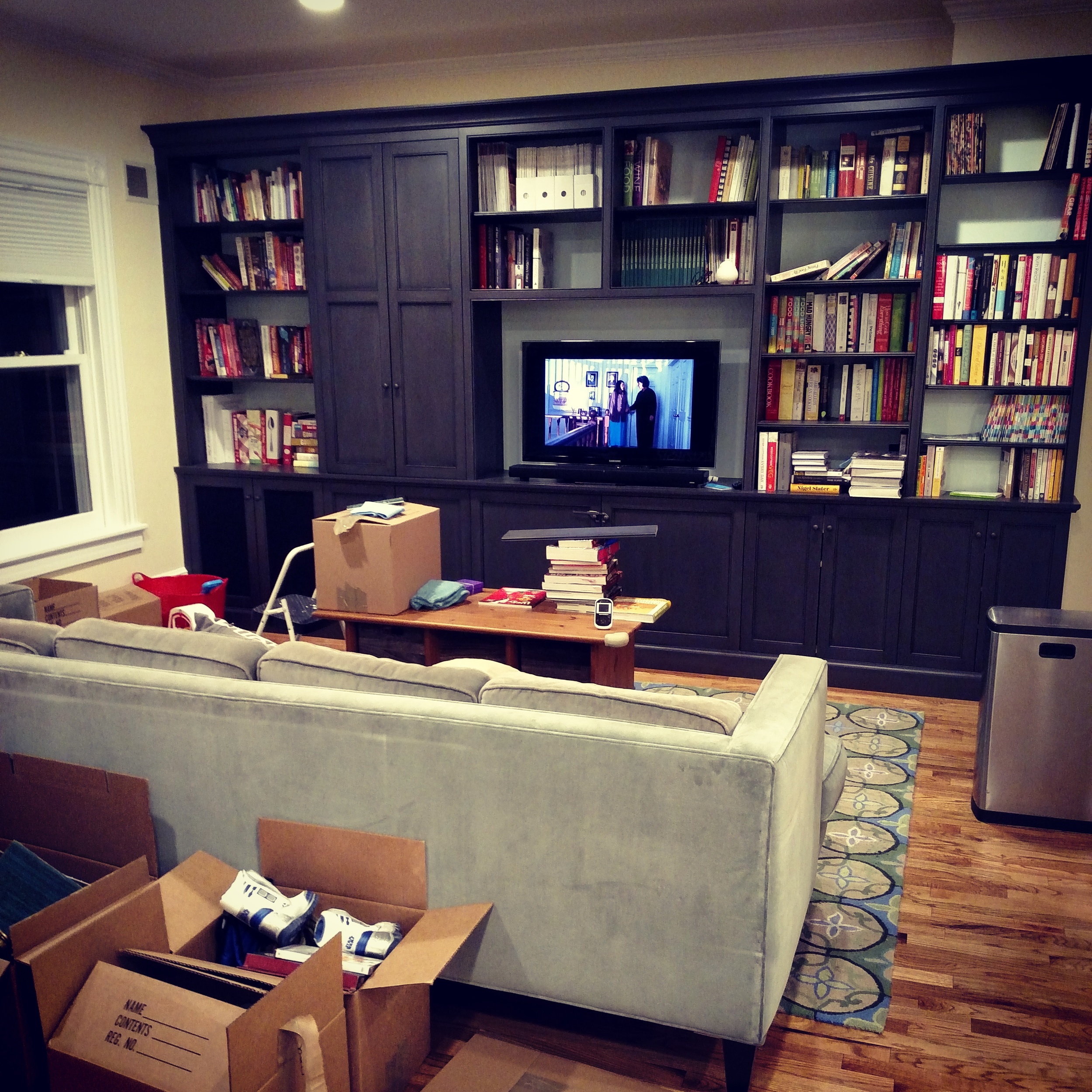 In the middle of shelving cookbooks. That whole run is cookbooks. Because I am crazy.