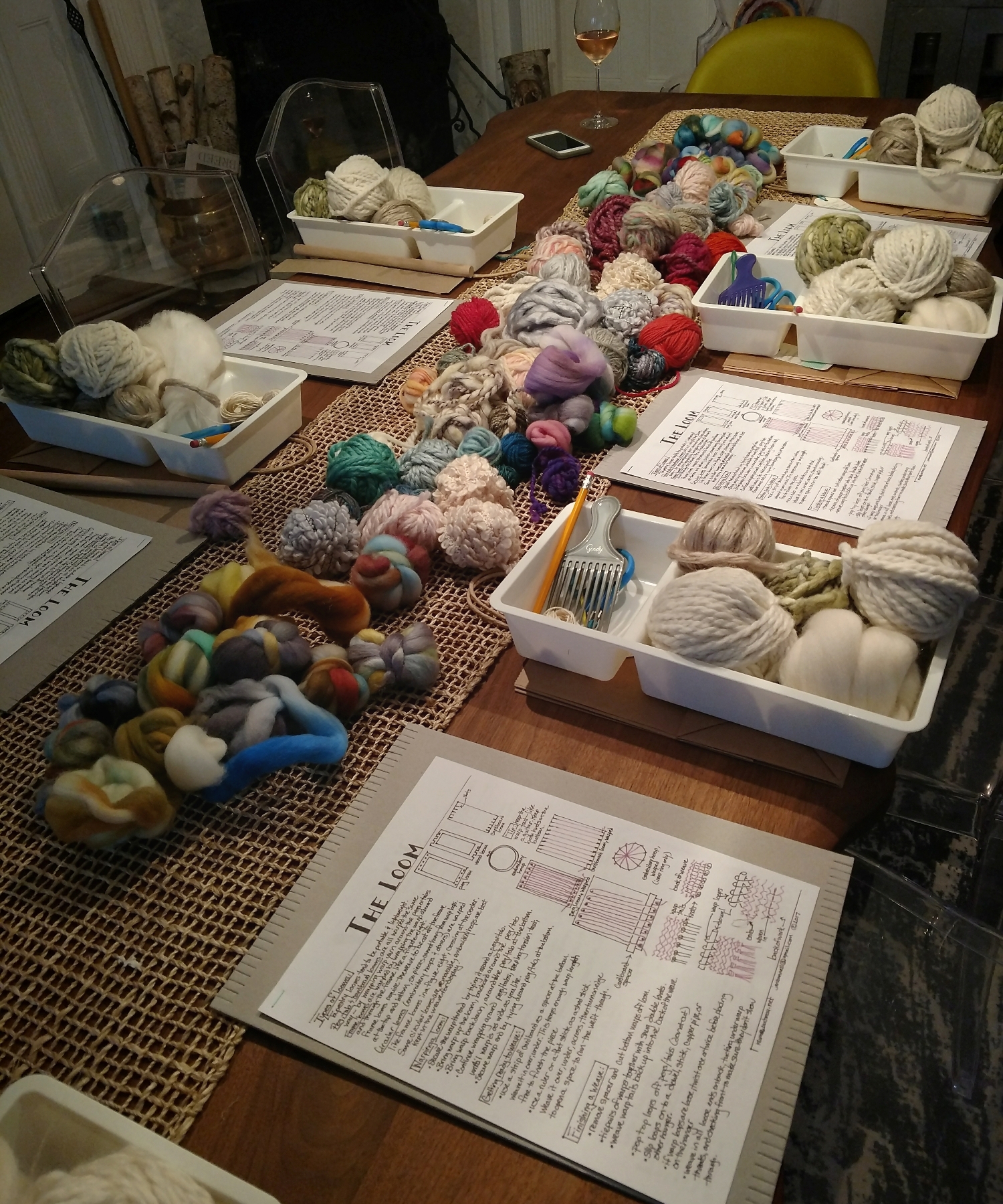 table set up, ready to weave!