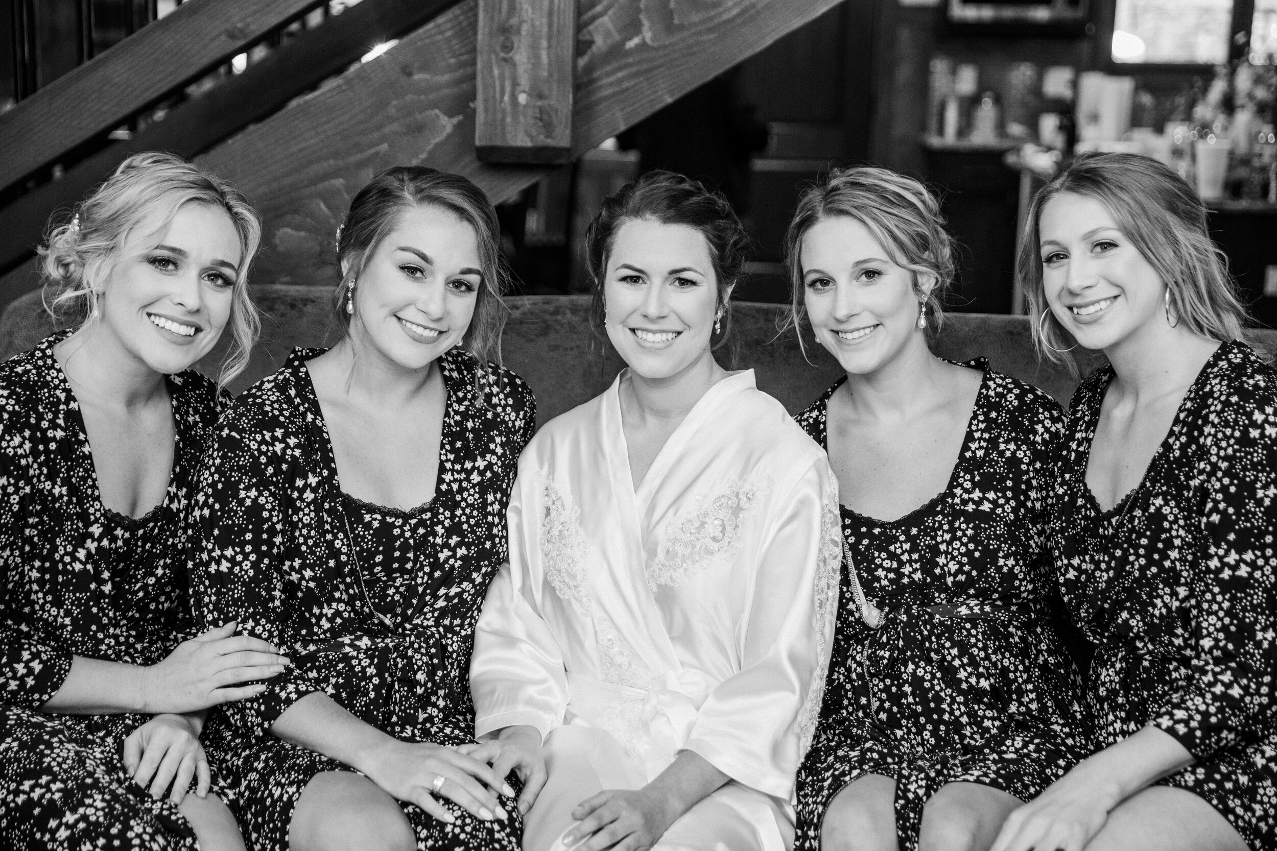 bridesmaids matching robes at Elkhorn Ridge resort in south dakota (Copy)